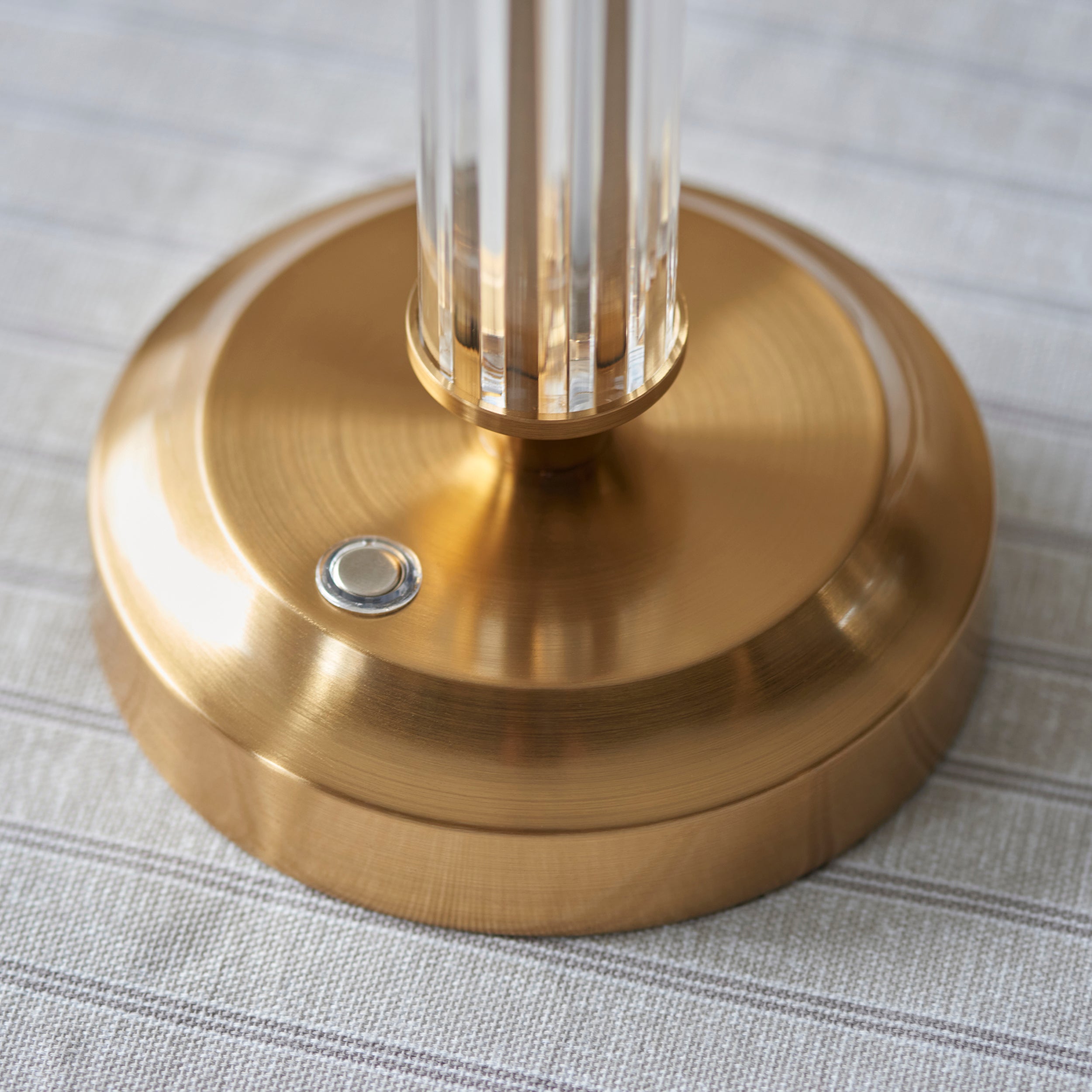 Endon Morton Rechargeable Table Lamp - Brushed Aged Brass Plate & Clear Acrylic