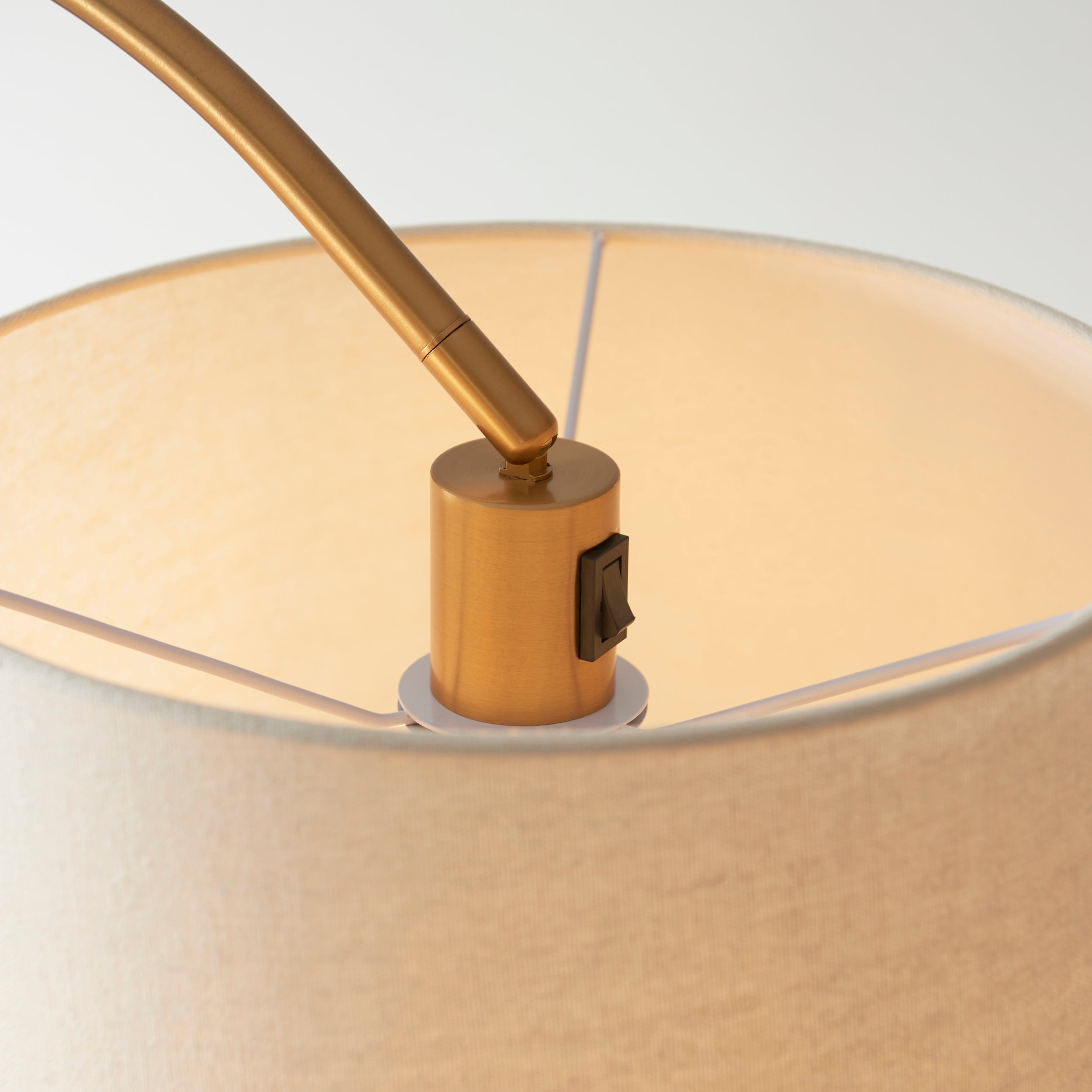 Endon Carlson Single Light Floor - Warm Brass Plate & Natural Fabric