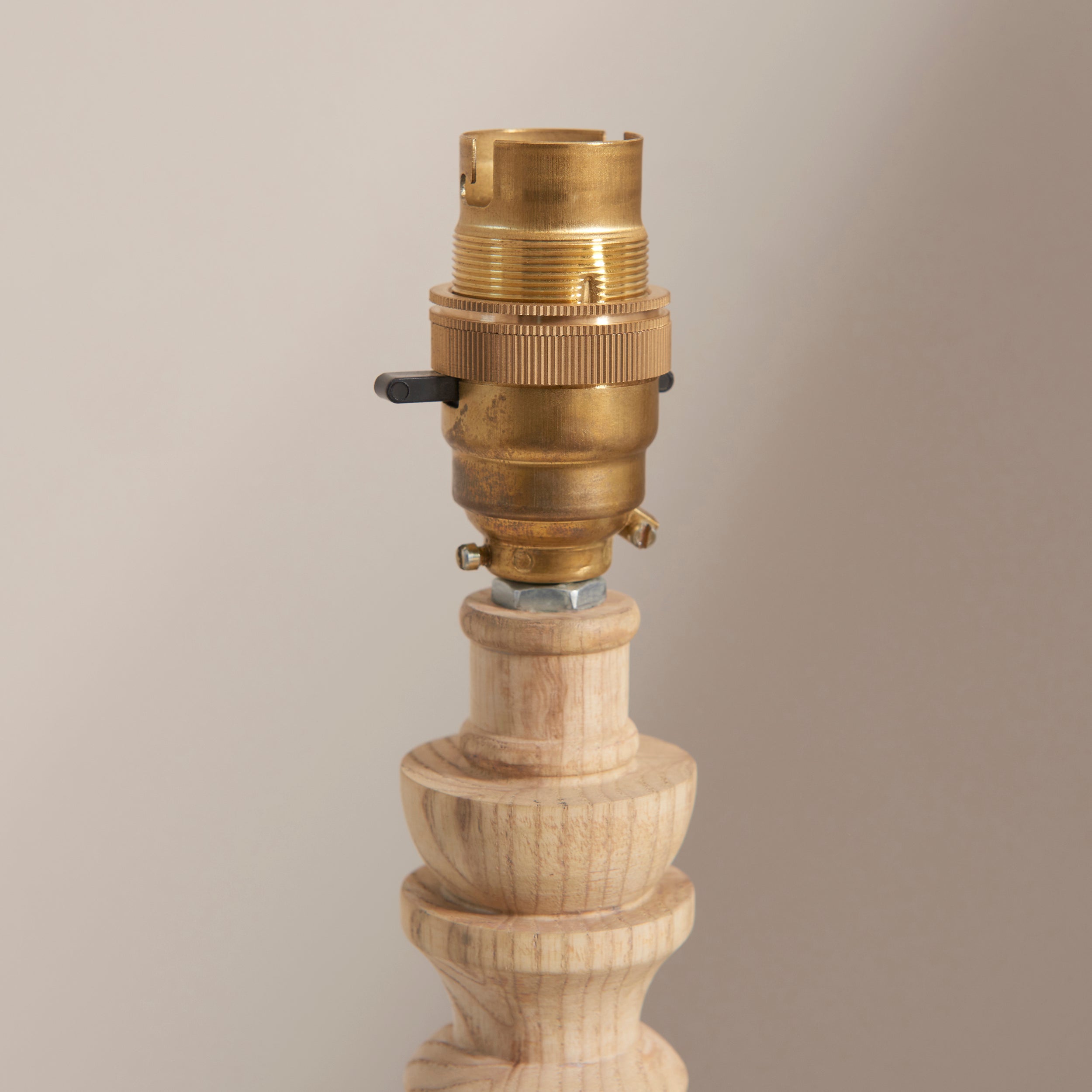 Endon Bibury Single Light Table Lamp - Natural Ash & Brushed Aged Brass Plate