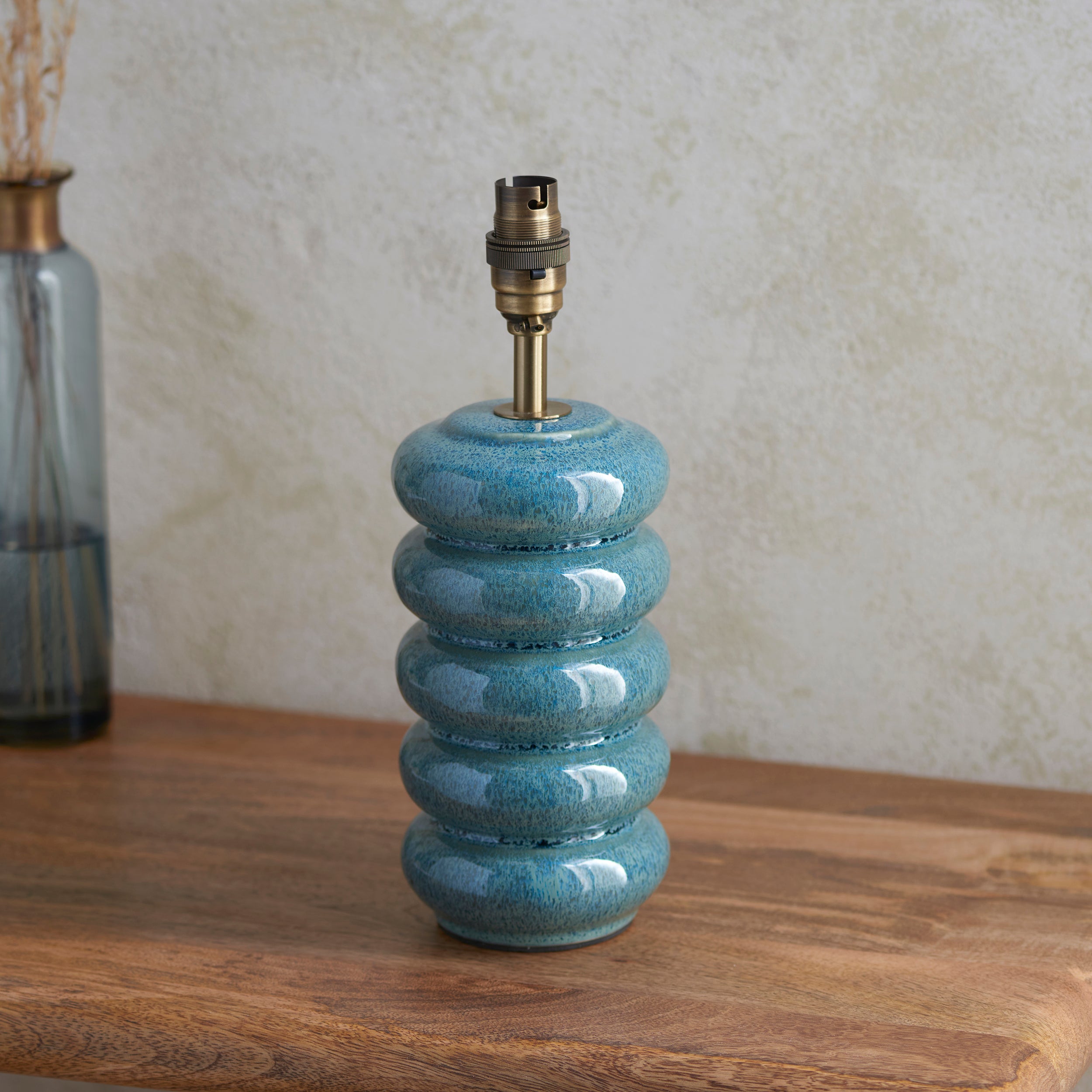 Endon Squash Single Light Table Lamp - Ocean Spray Glaze & Brushed Aged Brass Plate