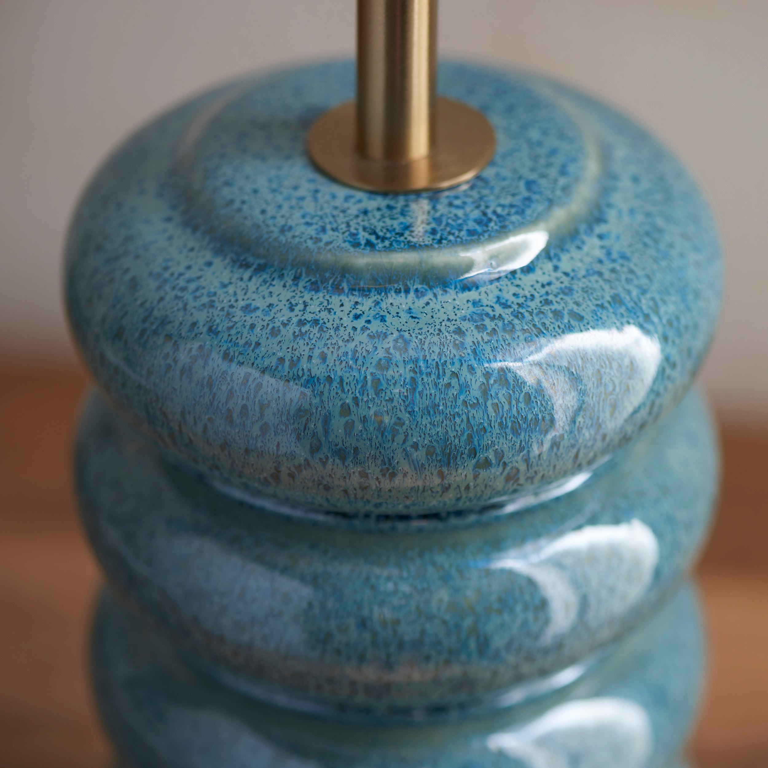 Endon Squash Single Light Table Lamp - Ocean Spray Glaze & Brushed Aged Brass Plate