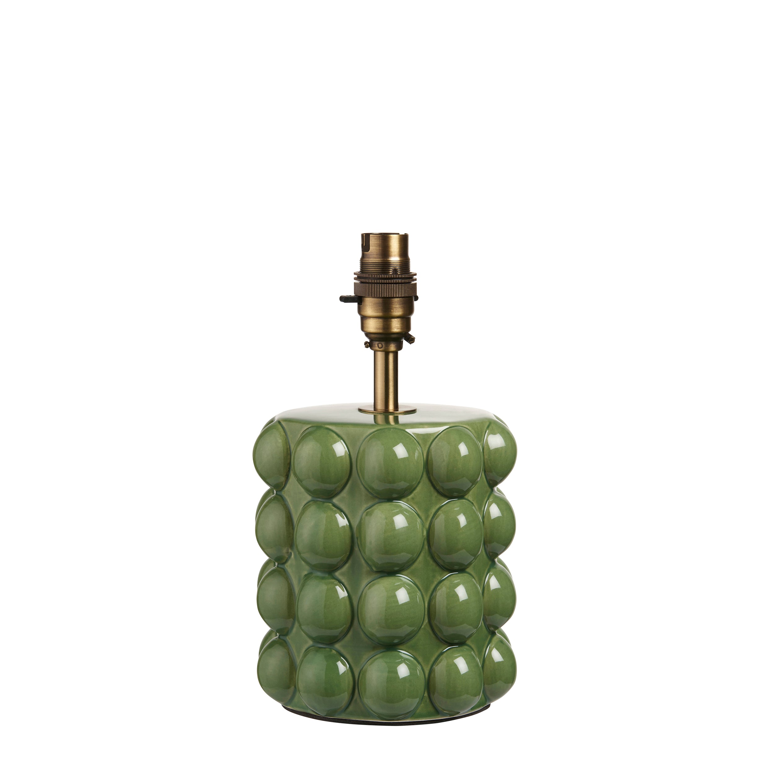 Endon Bobble Single Light Table Lamp - Olive Green Glaze & Brushed Aged Brass Plate