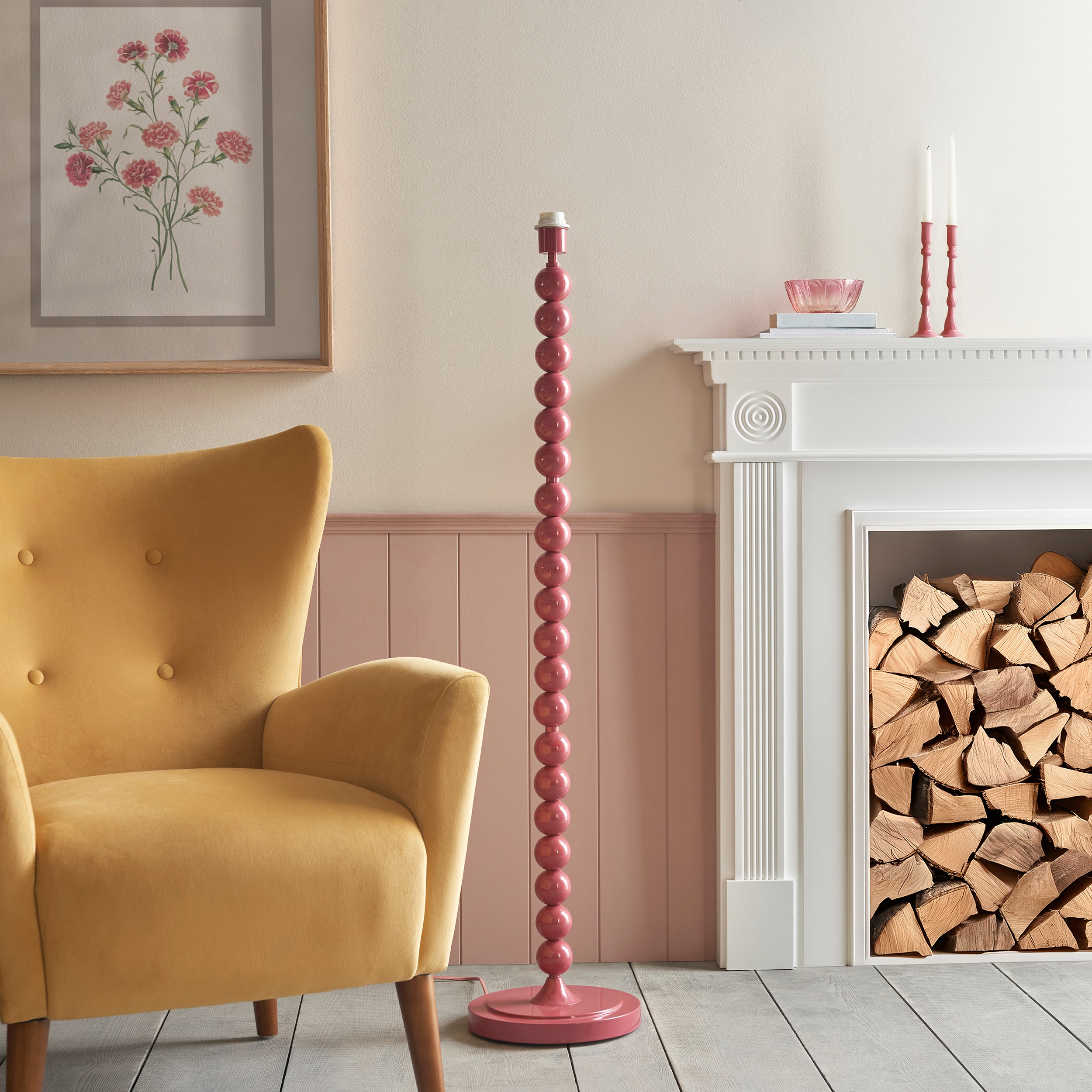 Endon Higgledy Single Light Floor - Gloss Pink Clay Paint