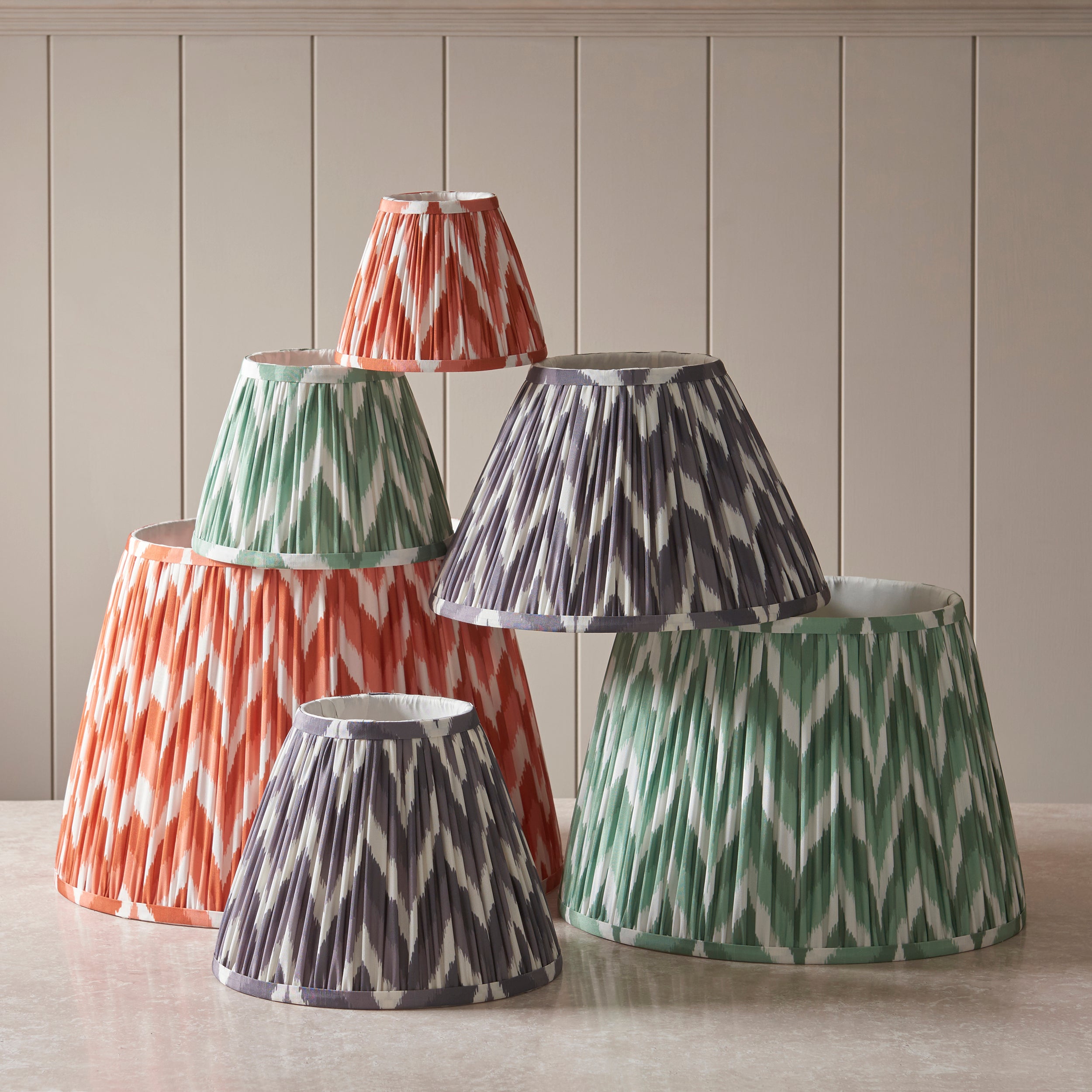 Endon Zigzag Single Light Shade 20cm - Pearl Grey Fabric