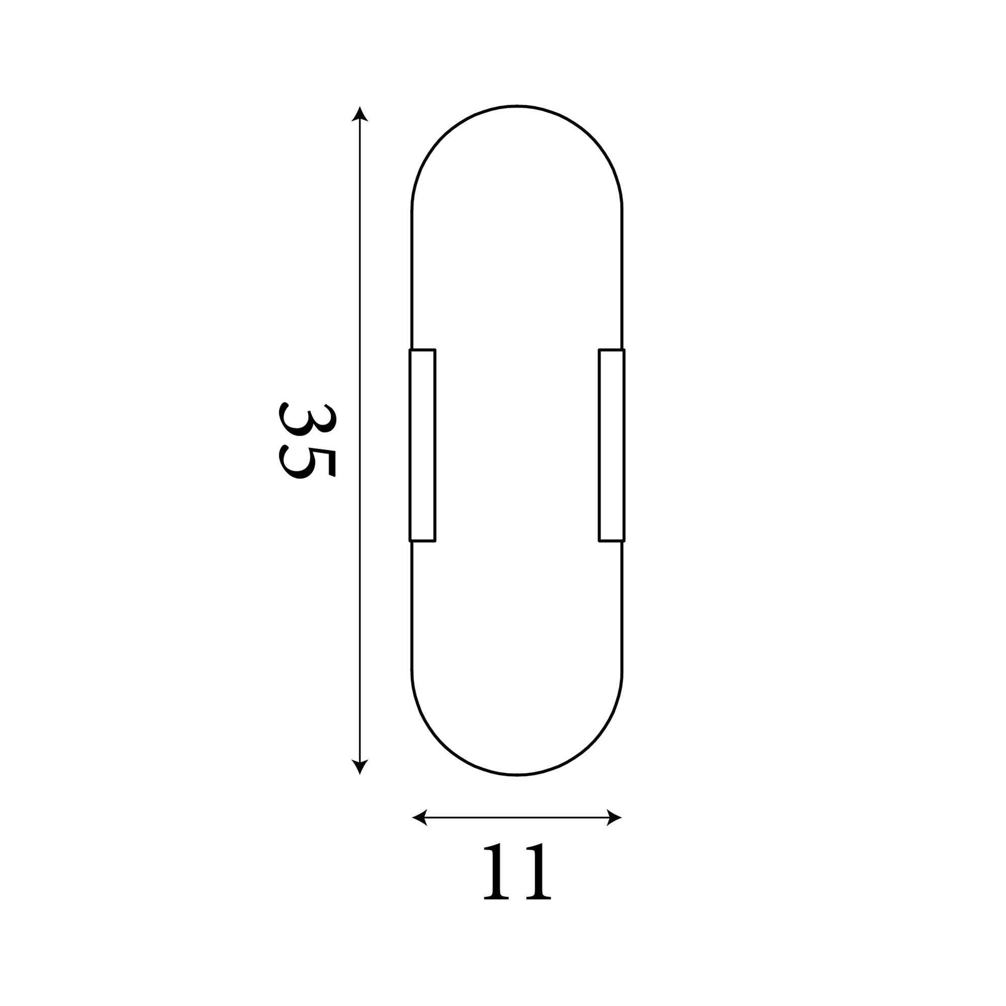Technical line drawing of the Opaline LED wall light showing 35cm height and 11cm width