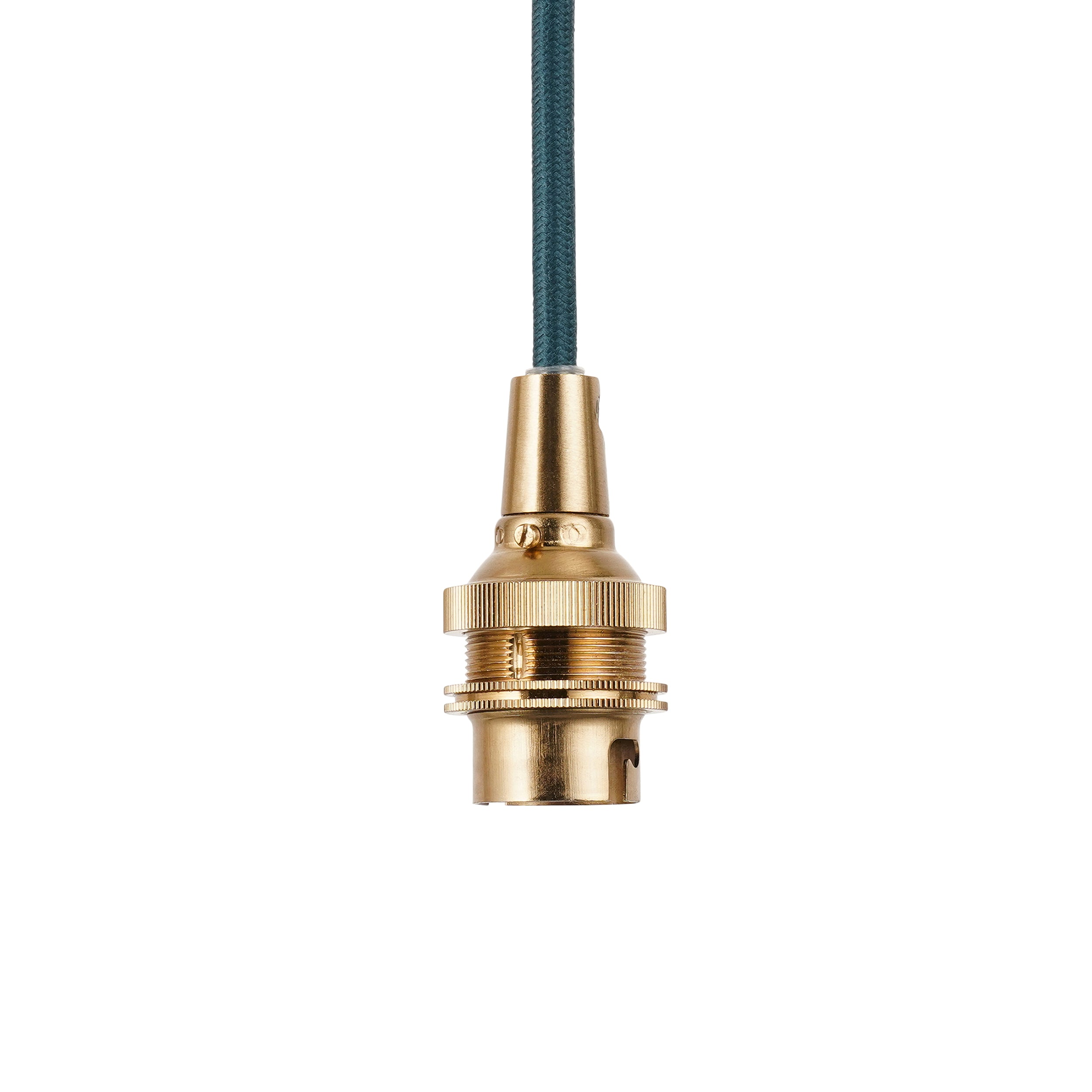 Endon Eltham Single Light Pendant - Brushed Aged Brass Plate & Blue Flex