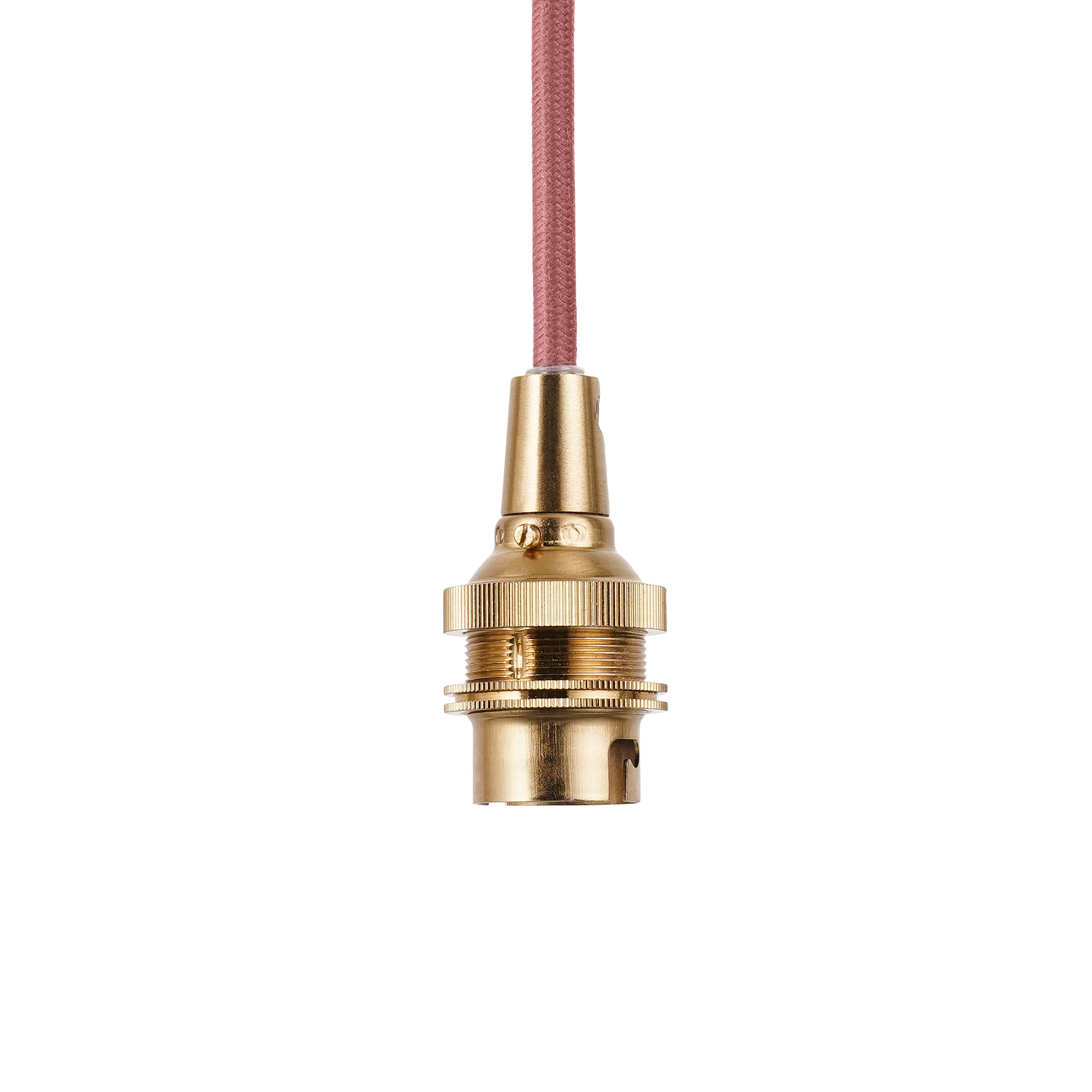 Endon Eltham Single Light Pendant - Brushed Aged Brass Plate & Red Flex