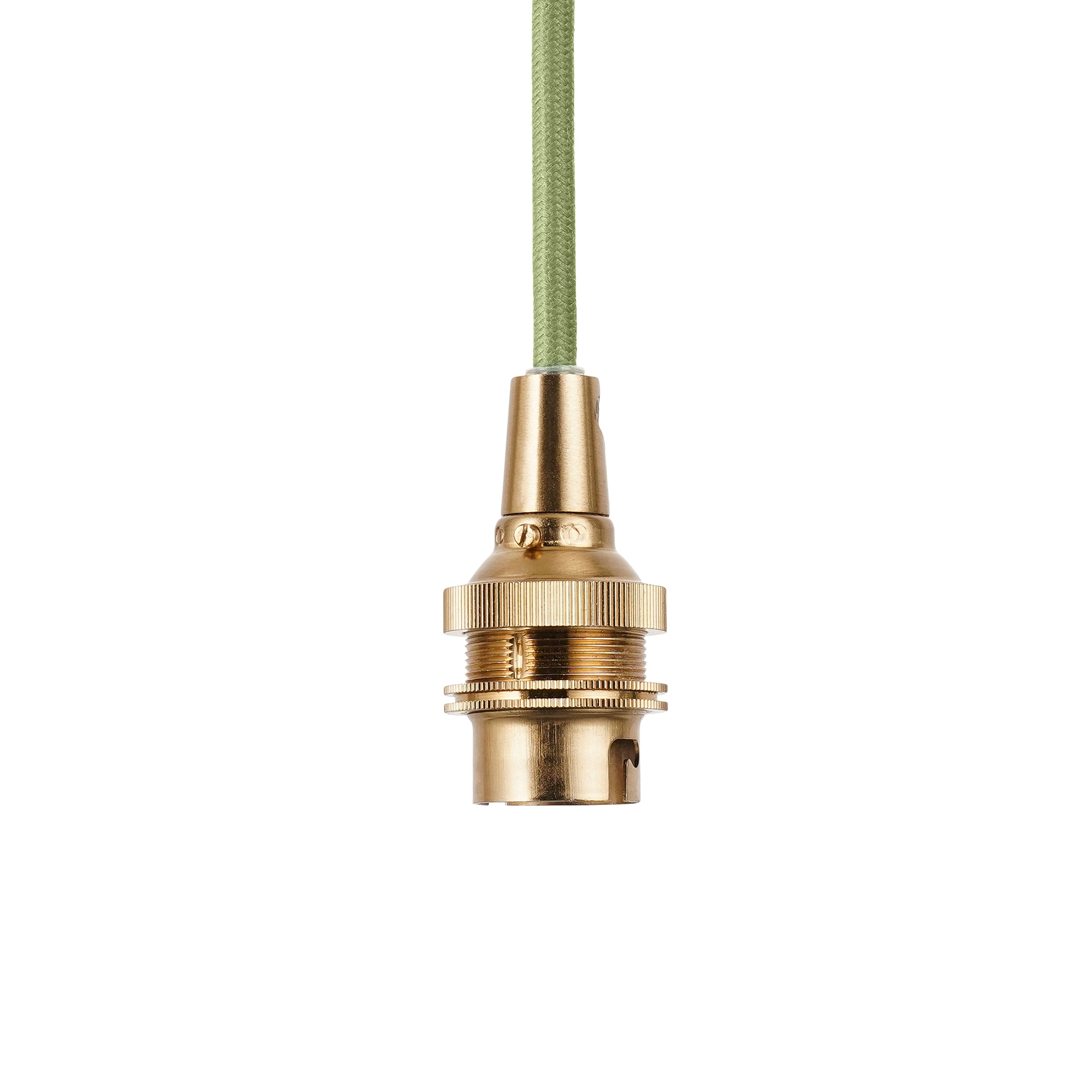 Endon Eltham Single Light Pendant - Brushed Aged Brass Plate & Green Flex
