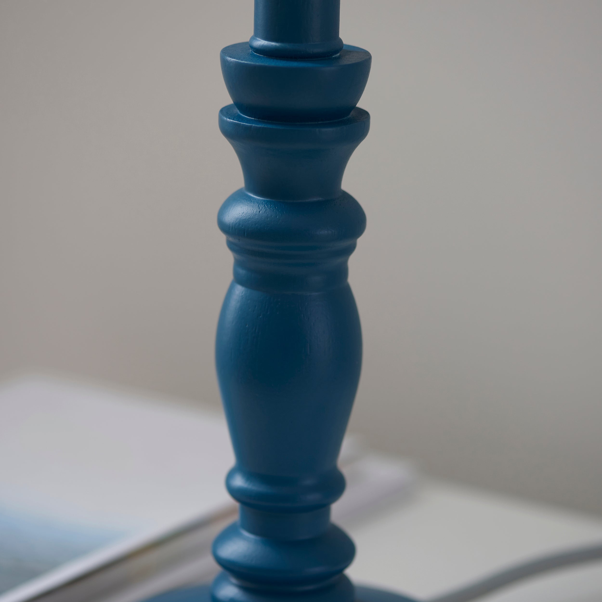 Endon Bibury Single Light Table Lamp - Satin Marlin Blue Paint & Brushed Aged Brass Plate