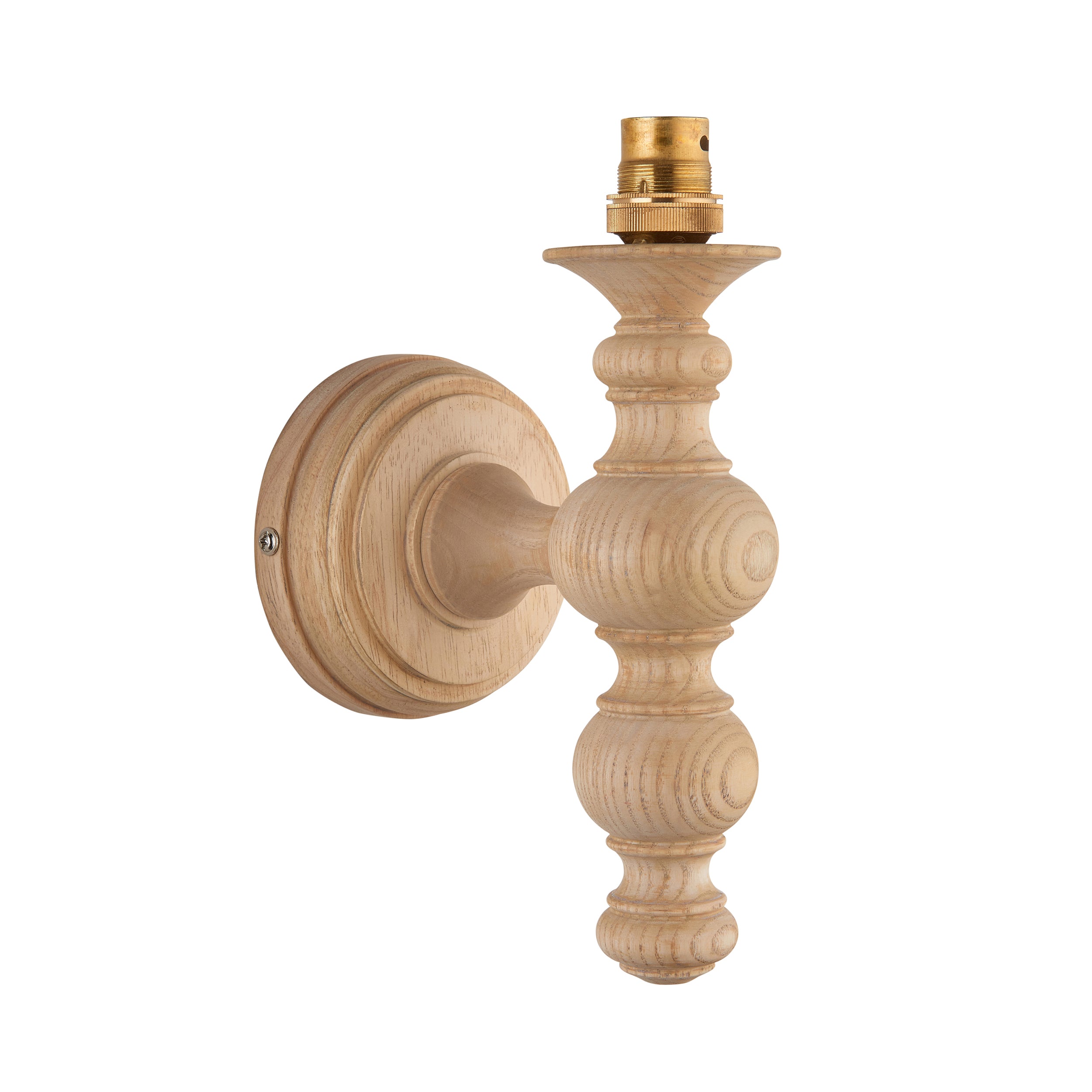 Endon Bibury Single Light Wall - Natural Ash & Brushed Aged Brass Plate