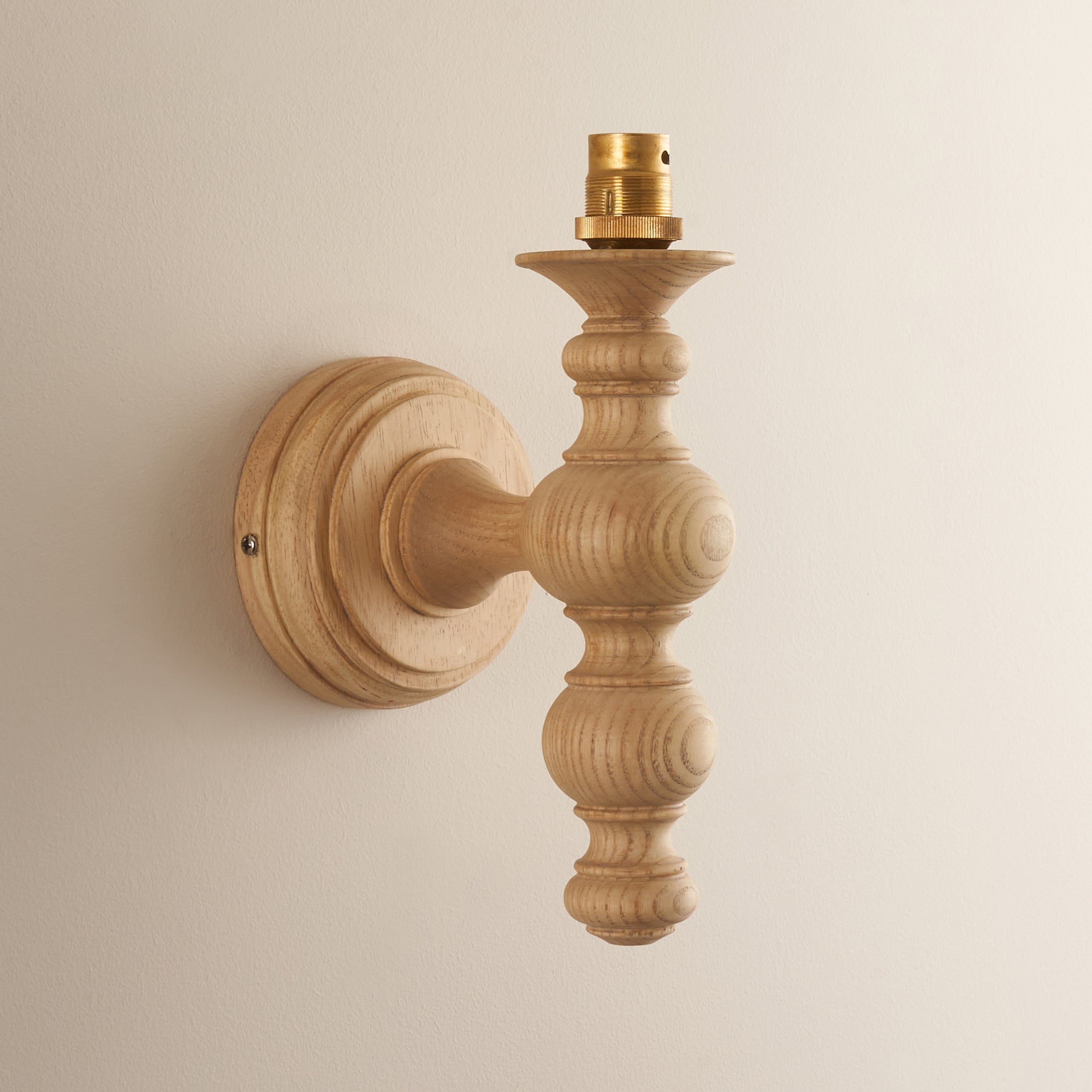 Endon Bibury Single Light Wall - Natural Ash & Brushed Aged Brass Plate