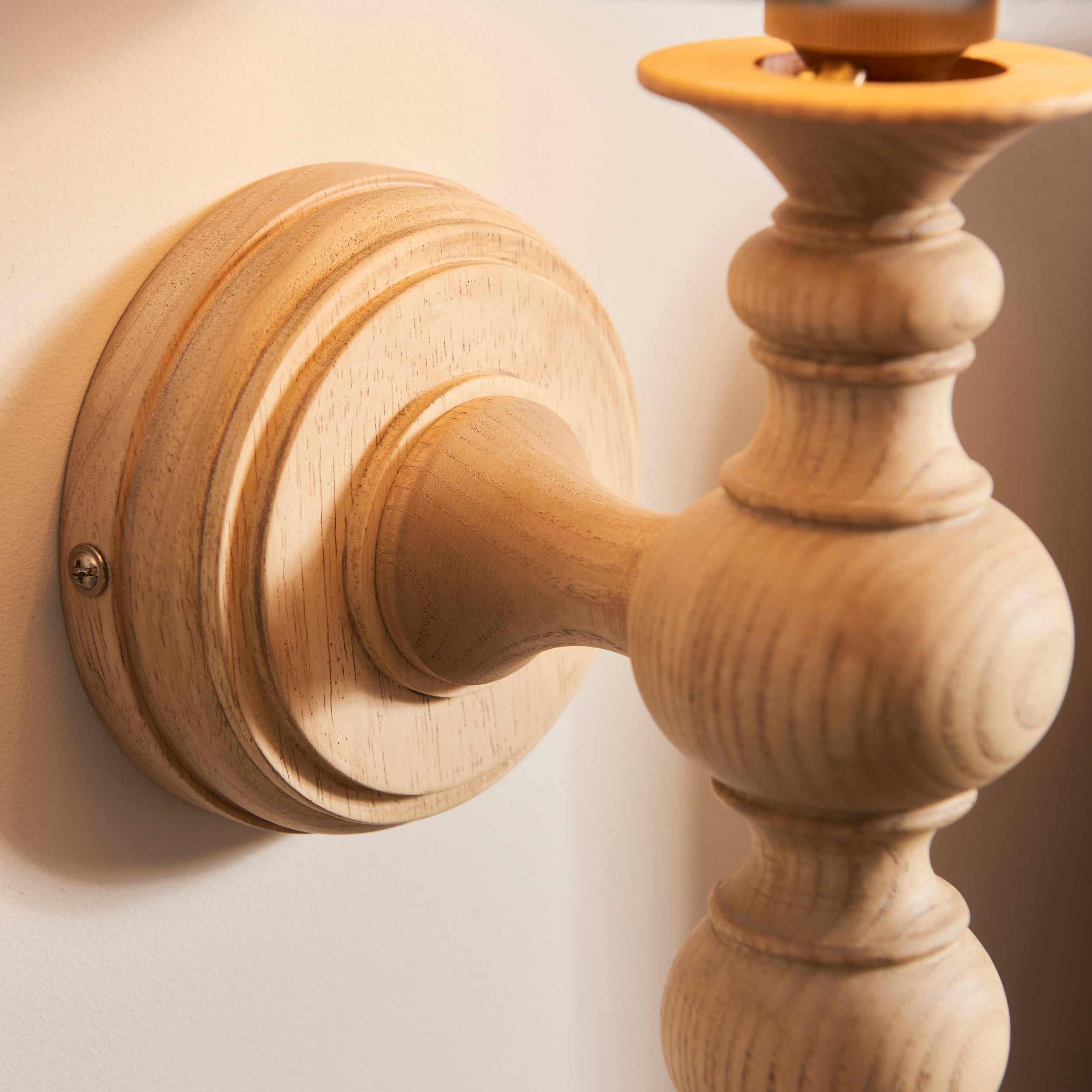 Endon Bibury Single Light Wall - Natural Ash & Brushed Aged Brass Plate