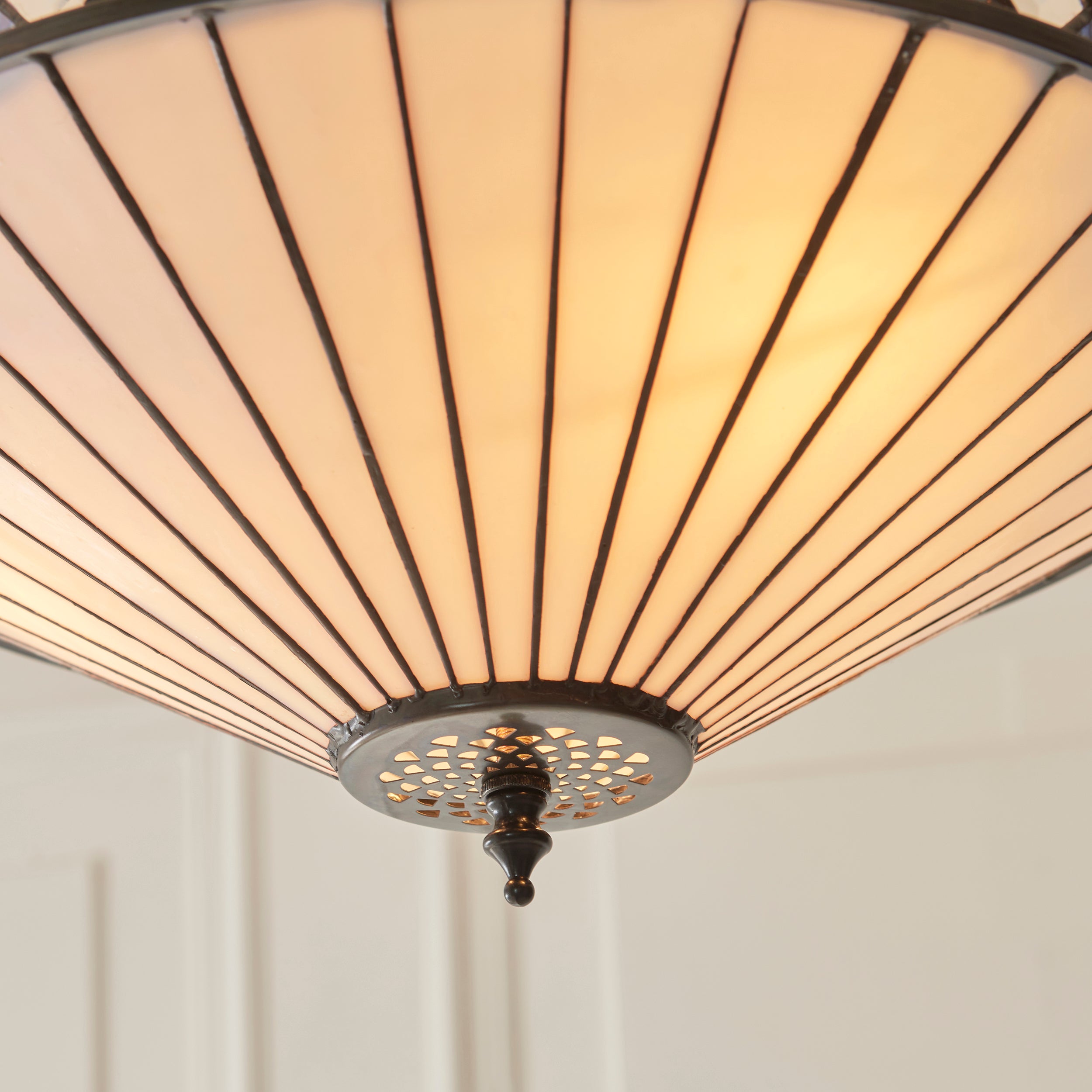 Interiors 1900 Fargo 3 Light Medium Inverted Pendant - Handcrafted Tiffany Style Glass