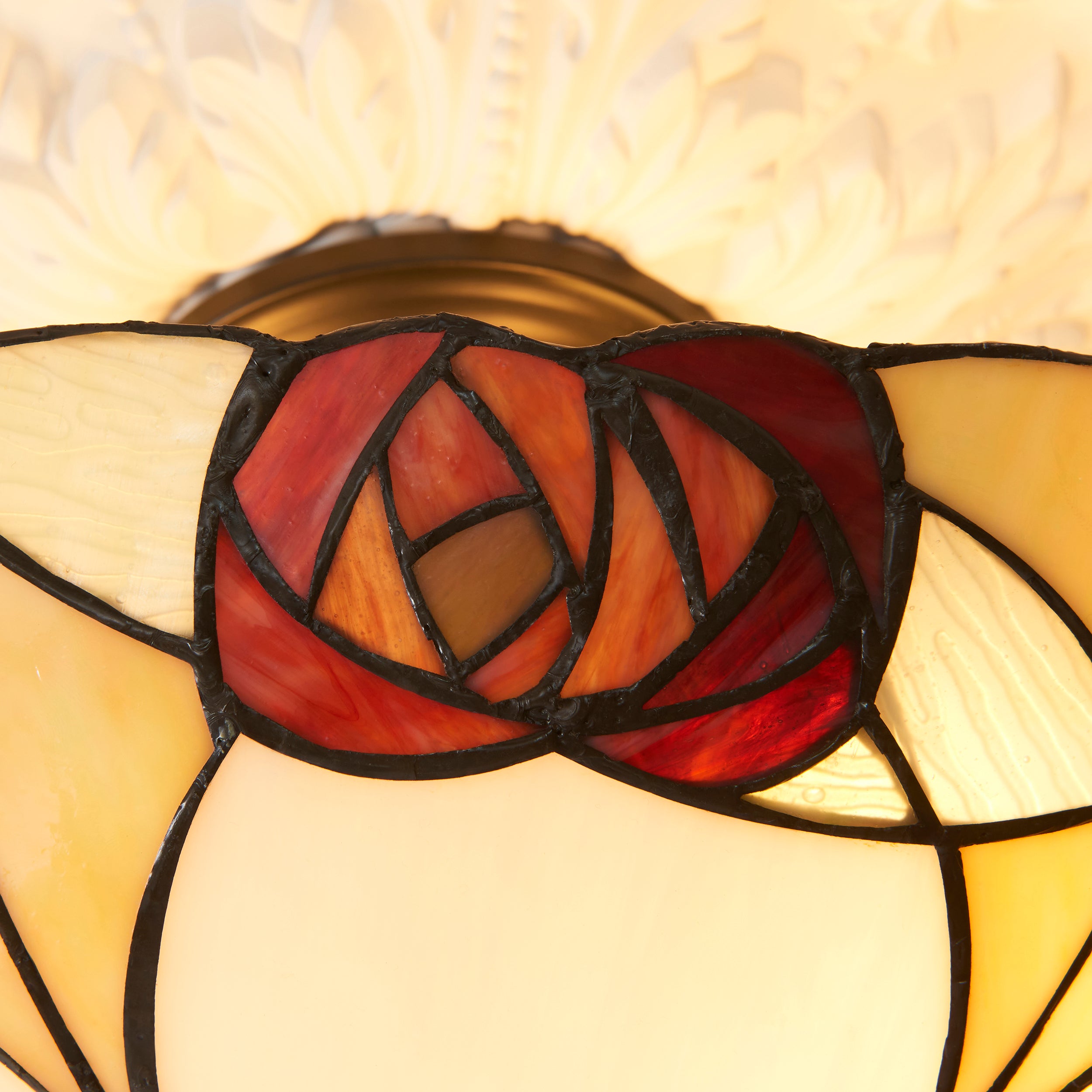 Interiors 1900 Ingram 3 Light Semi Flush Pendant -Handcrafted Tiffany Style Glass