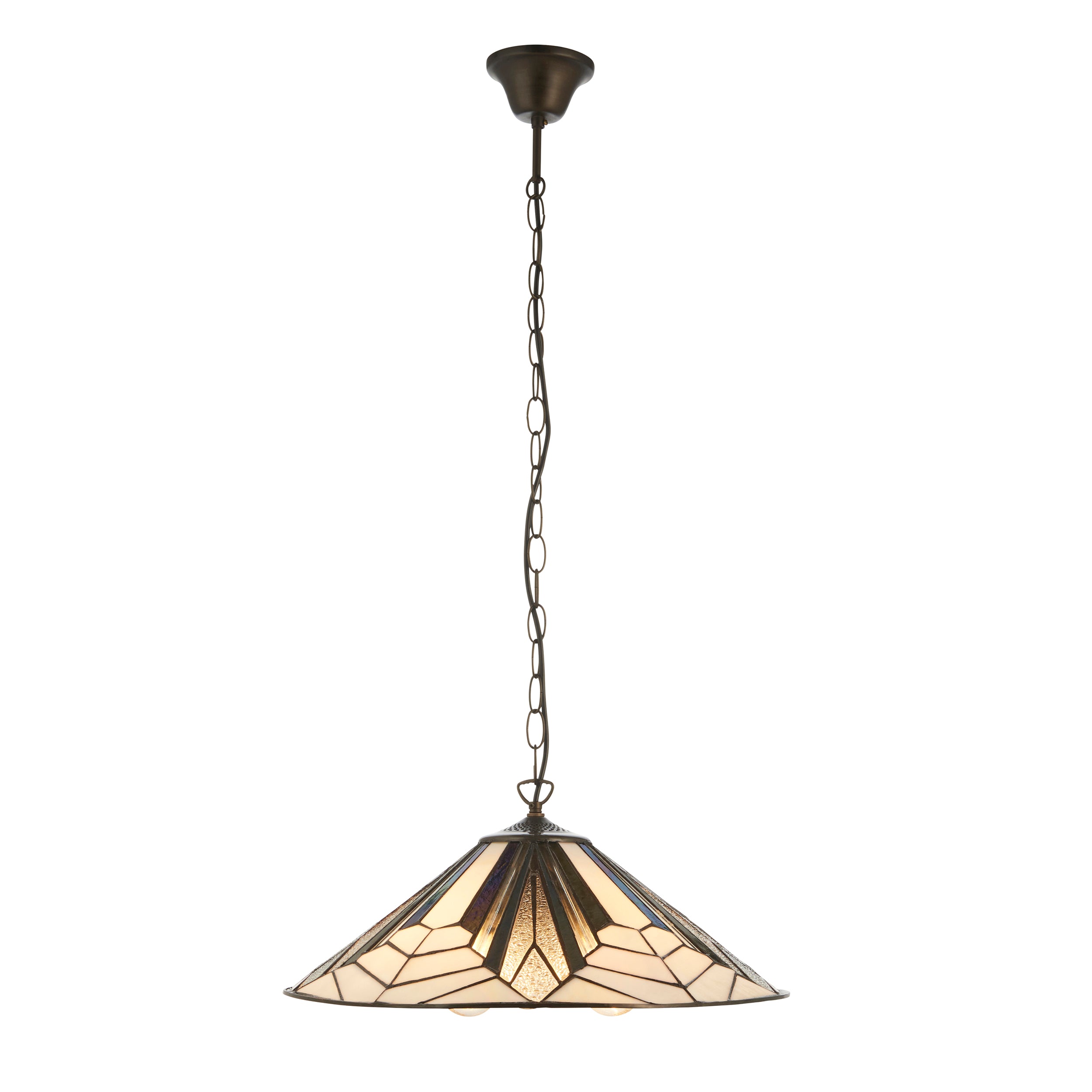 Interiors 1900 Astoria 3 Light Pendant - Handcrafted Tiffany Style Glass
