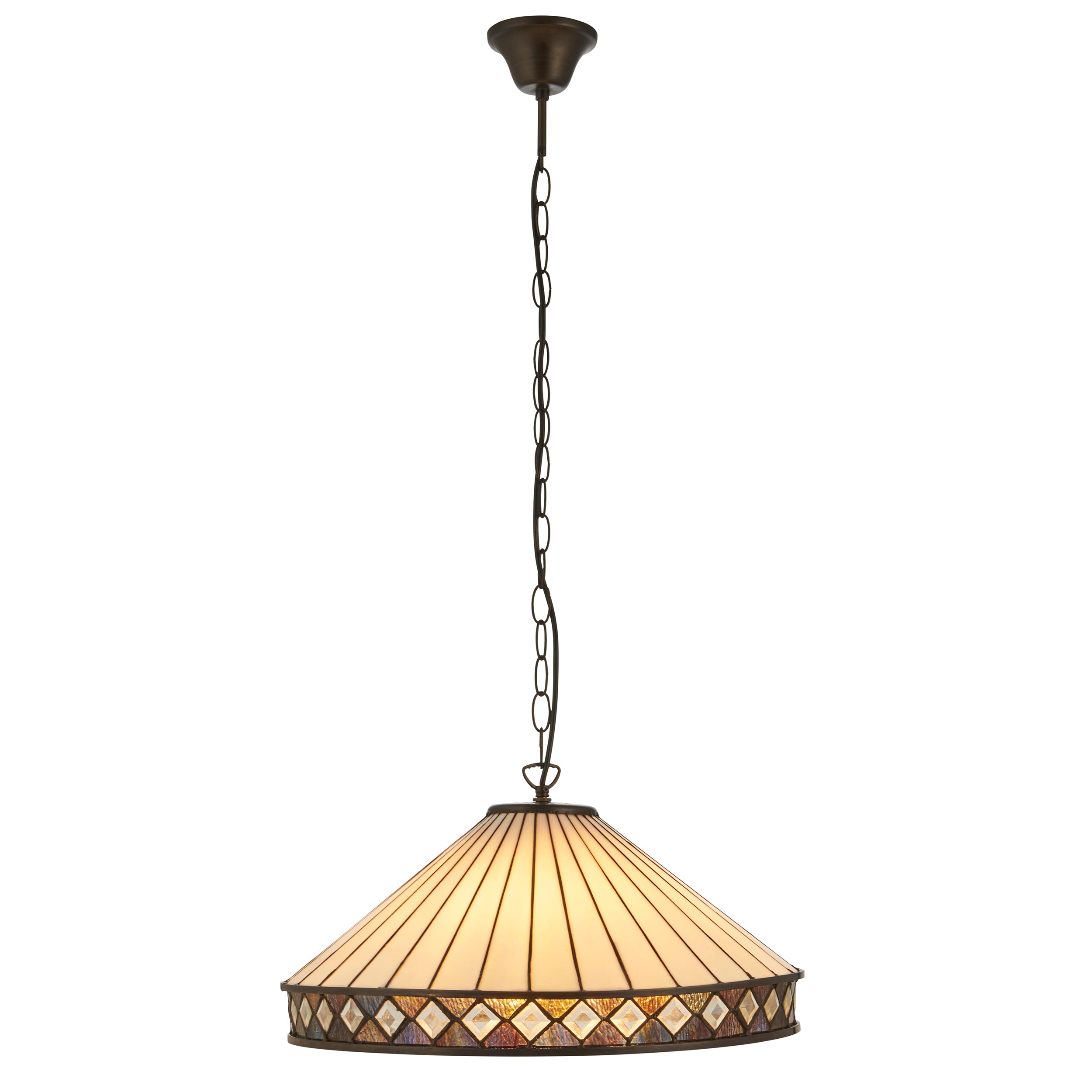 Interiors 1900 Fargo 3 Light Pendant - Handcrafted Tiffany Style Glass