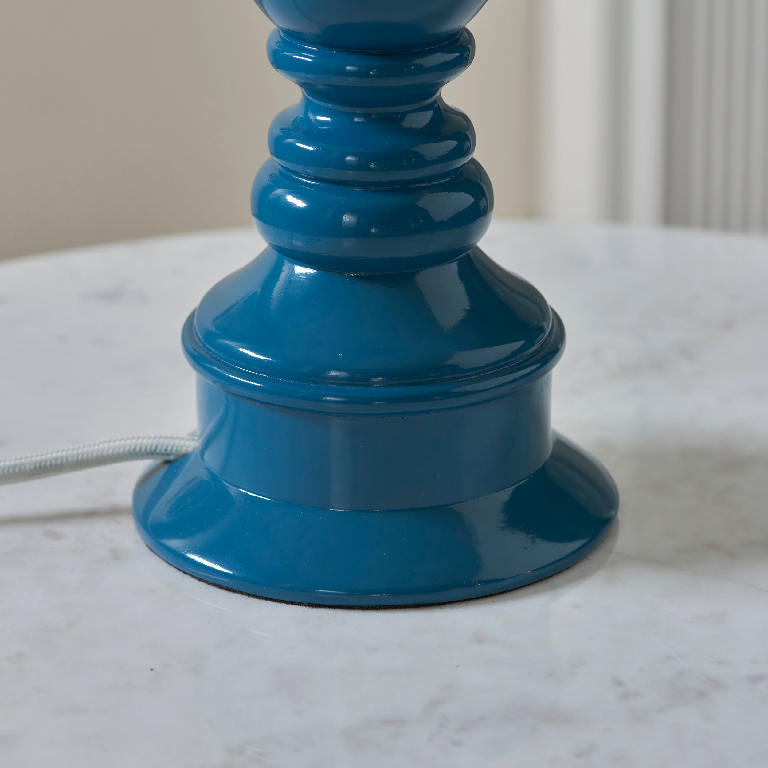 Endon Myrtle Single Light Table Lamp - Marlin Blue & Warm Brass Plate