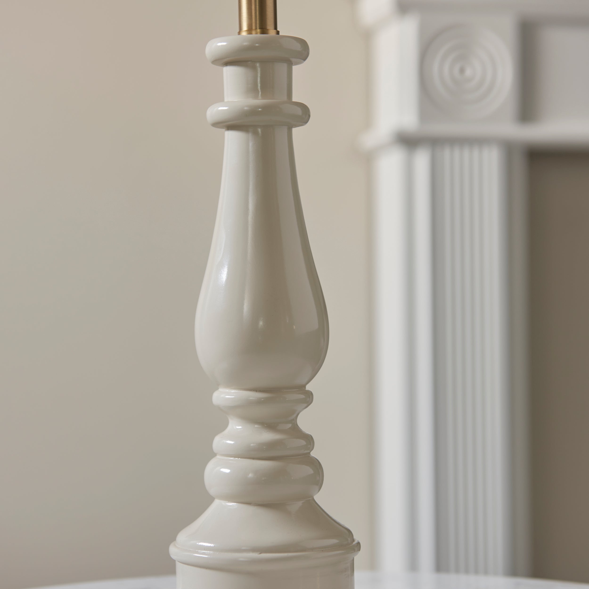 Endon Myrtle Single Light Table Lamp - Almond White & Warm Brass Plate