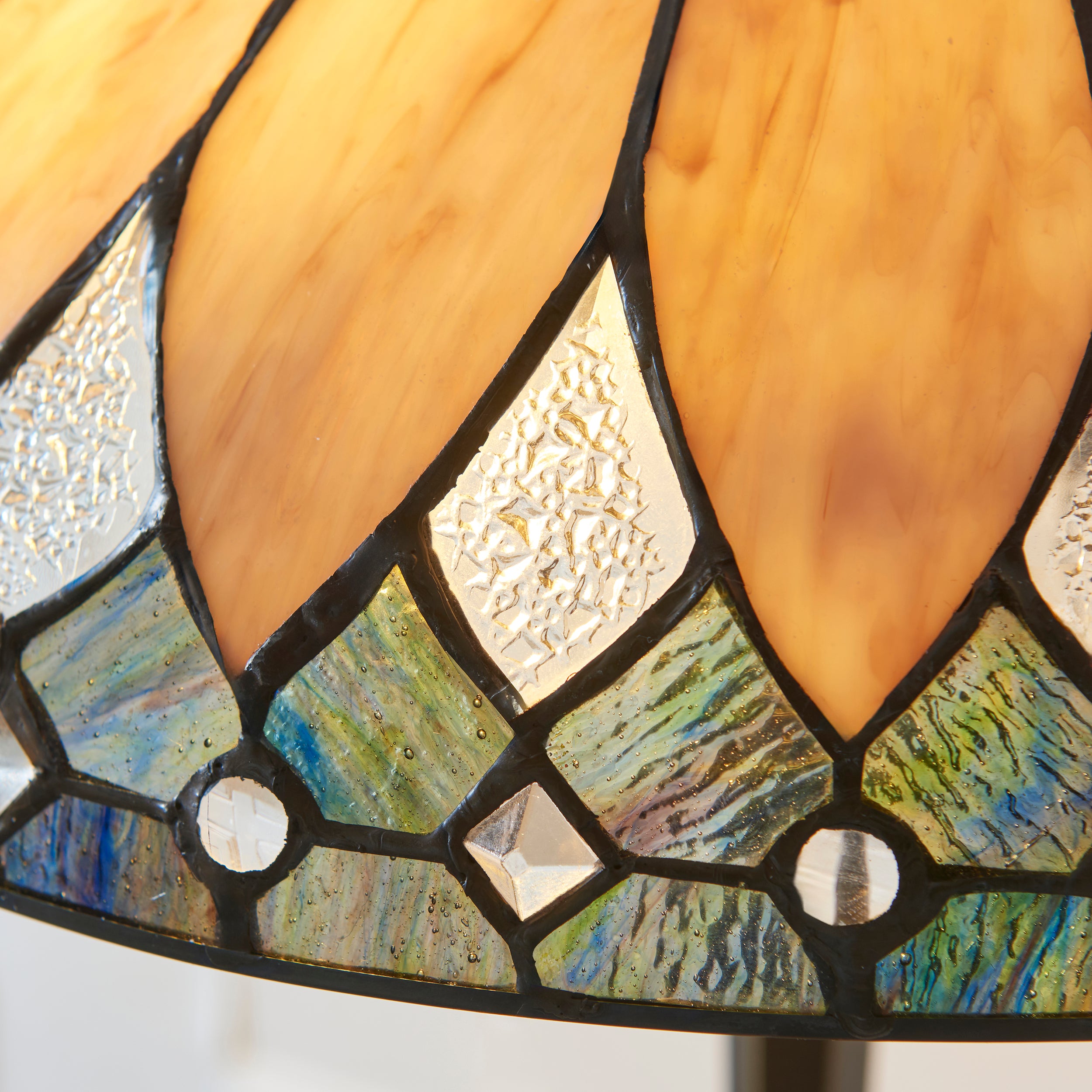 Interiors 1900 Brooklyn Medium 2 Light Table Lamp -Handcrafted Tiffany Style Glass