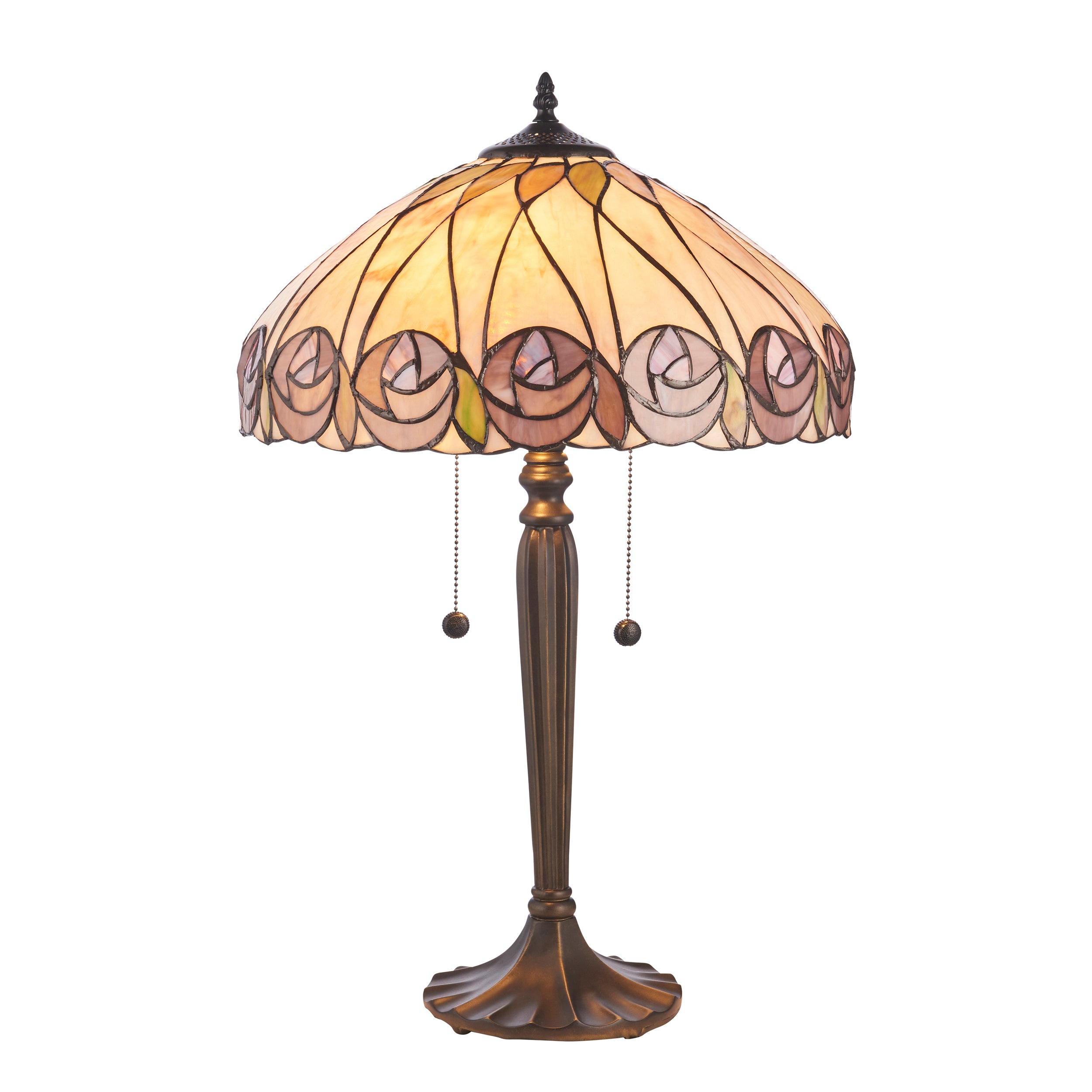 Interiors 1900 Hutchinson Large 2 Light Table Lamp - Handcrafted Tiffany Style Glass