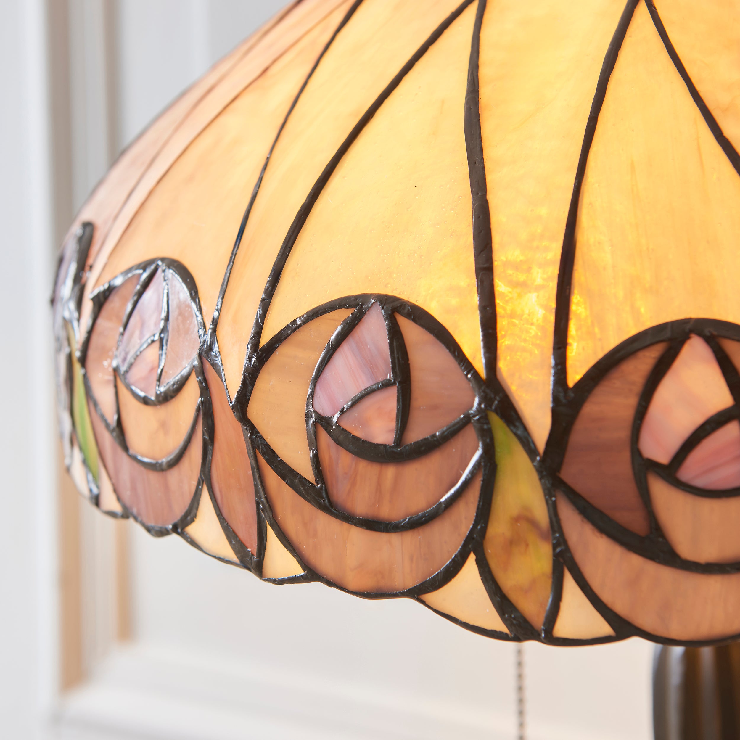 Interiors 1900 Hutchinson Large 2 Light Table Lamp -Handcrafted Tiffany Style Glass