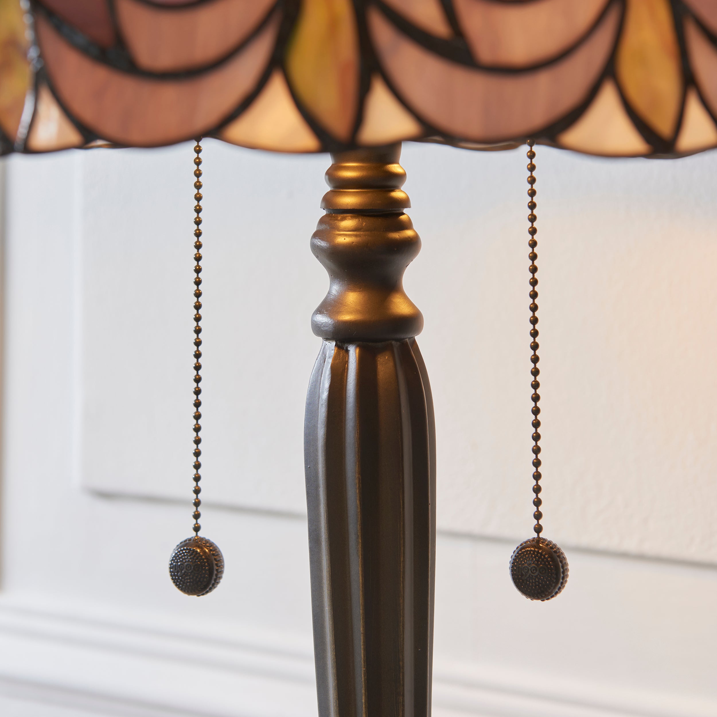 Interiors 1900 Hutchinson Large 2 Light Table Lamp - Handcrafted Tiffany Style Glass