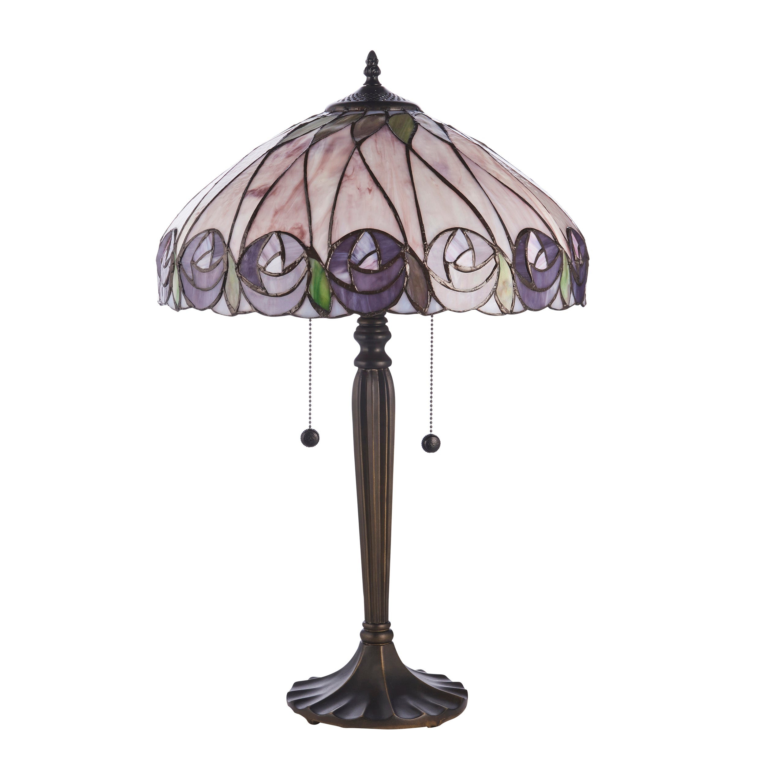 Interiors 1900 Hutchinson Large 2 Light Table Lamp - Handcrafted Tiffany Style Glass