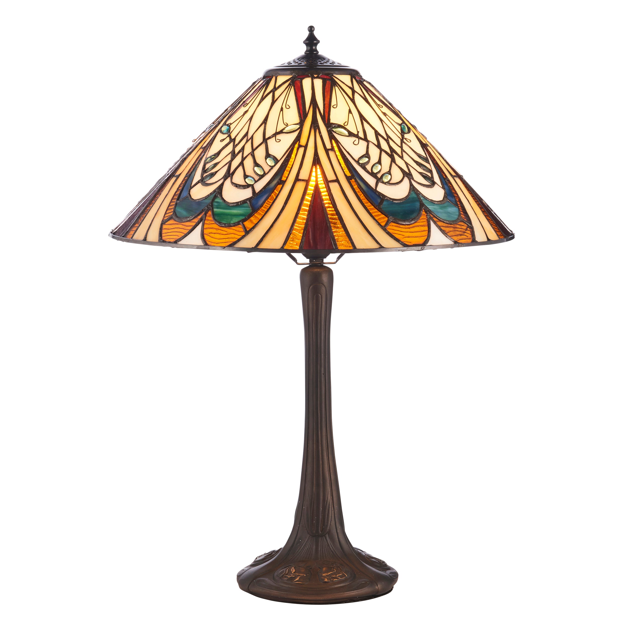 Interiors 1900 Hector Table Lamp - Handcrafted Tiffany Style Glass