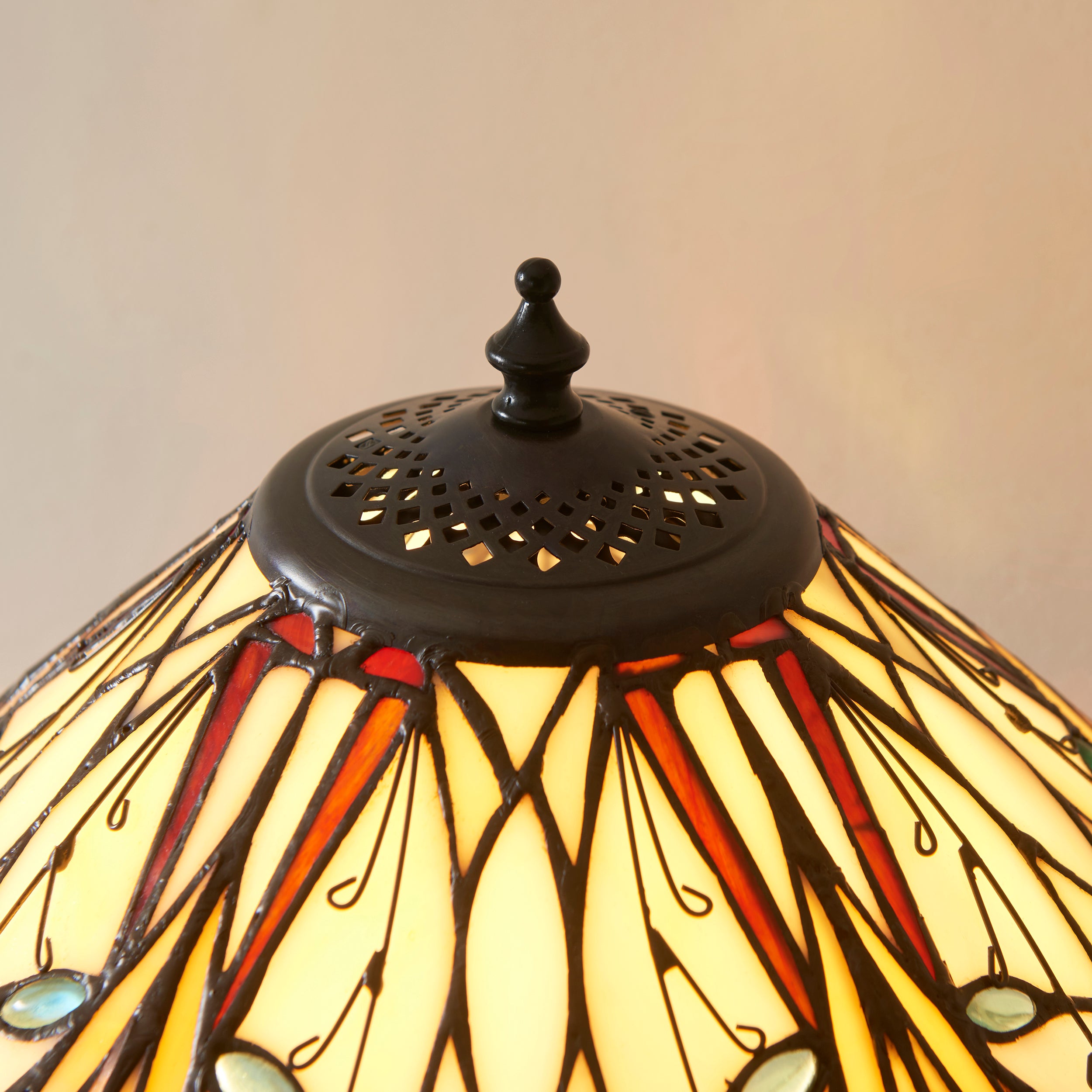 Interiors 1900 Hector Table Lamp - Handcrafted Tiffany Style Glass