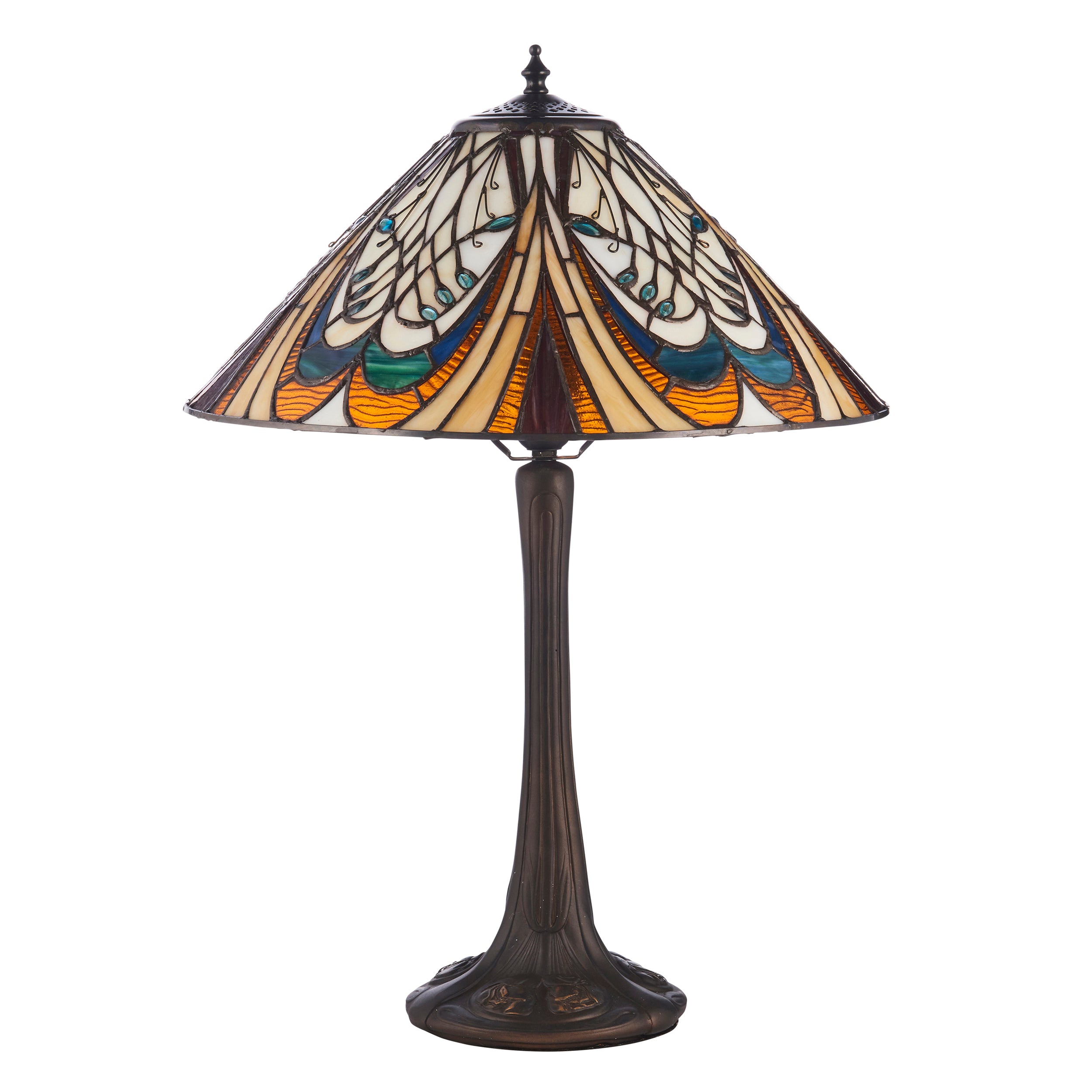Interiors 1900 Hector Table Lamp - Handcrafted Tiffany Style Glass