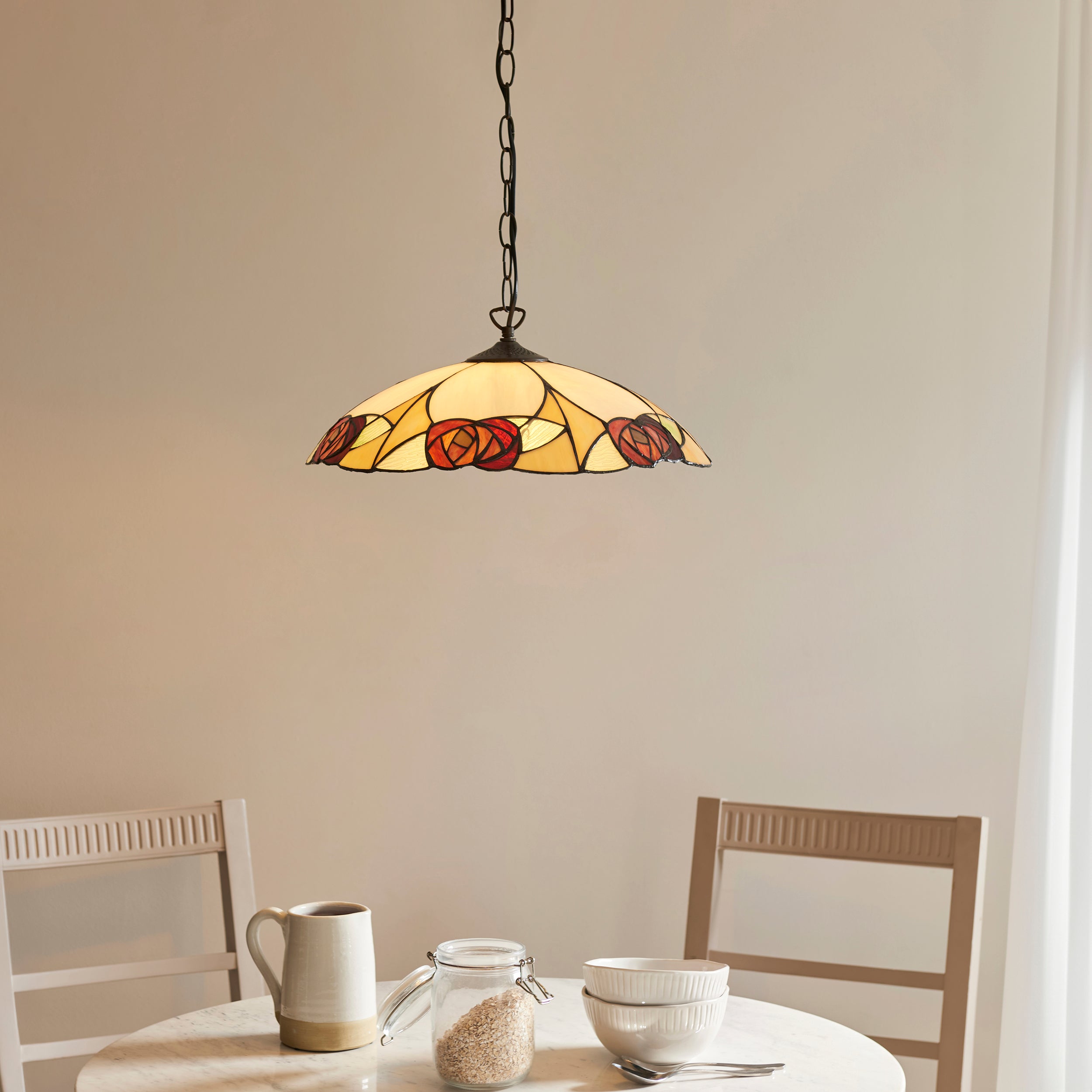 Interiors 1900 Ingram Large Pendant - Handcrafted Tiffany Style Glass