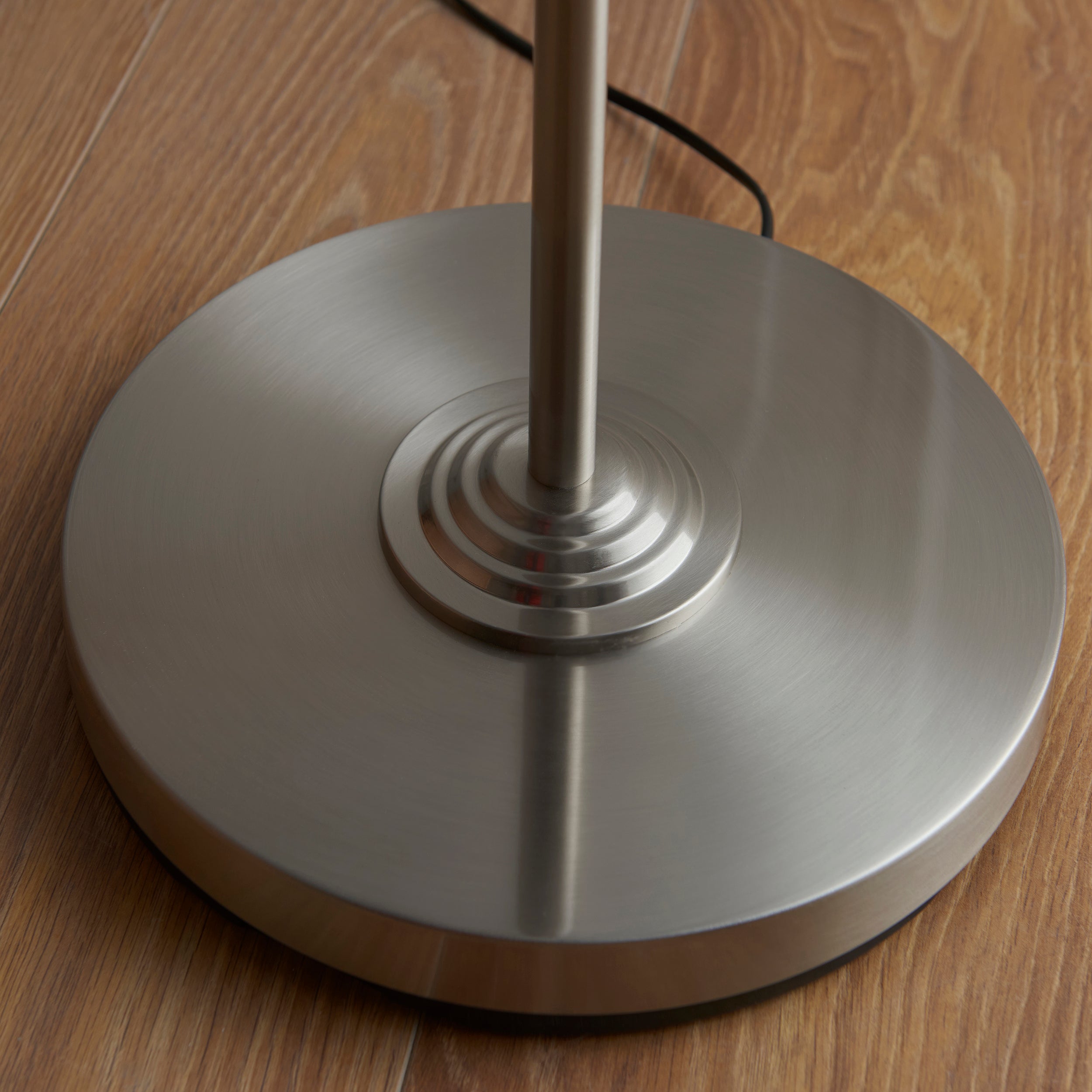 Endon Highclere Single Light Floor - Brushed Chrome Plate & Natural Linen