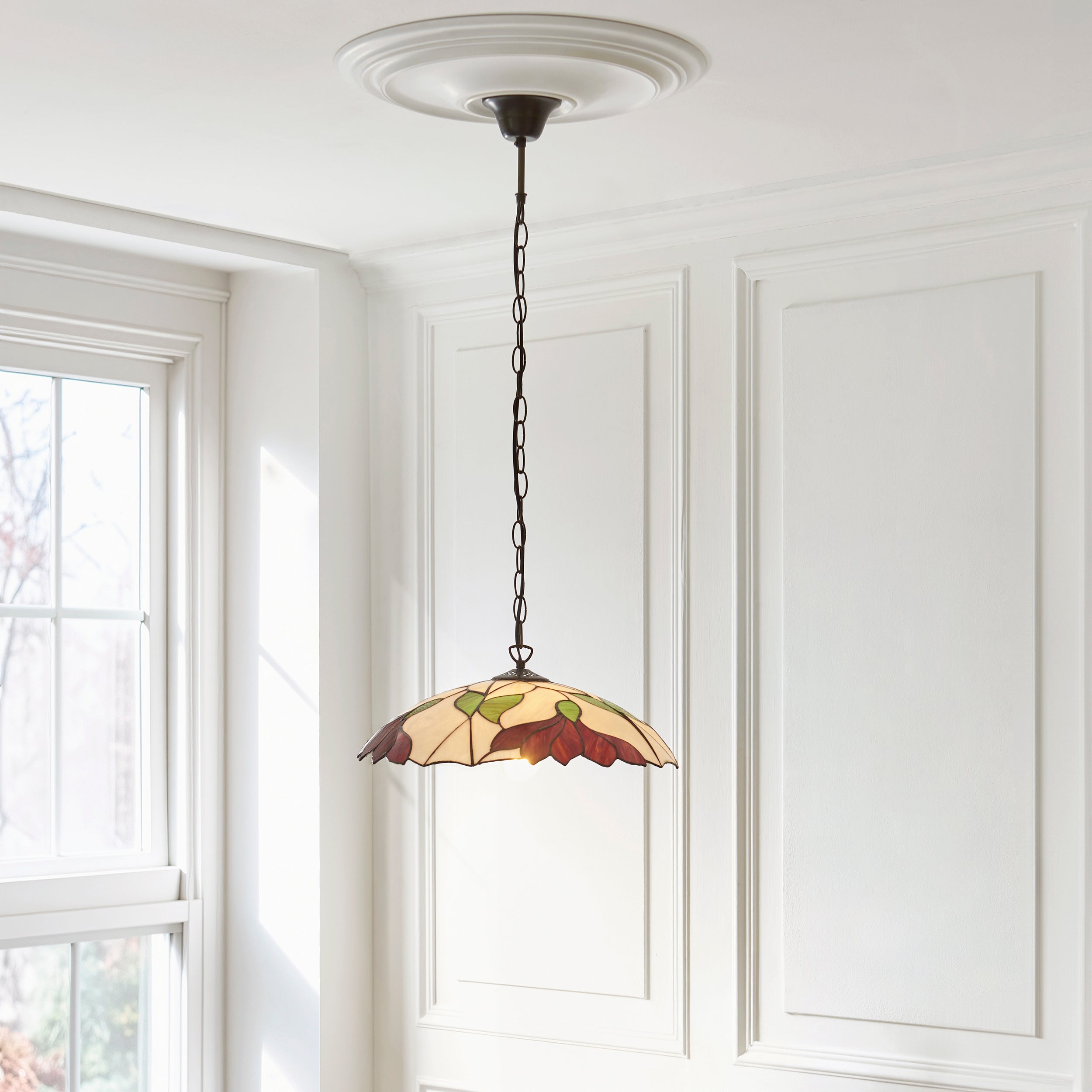 Interiors 1900 Botanica Large Pendant - Handcrafted Tiffany Style Glass