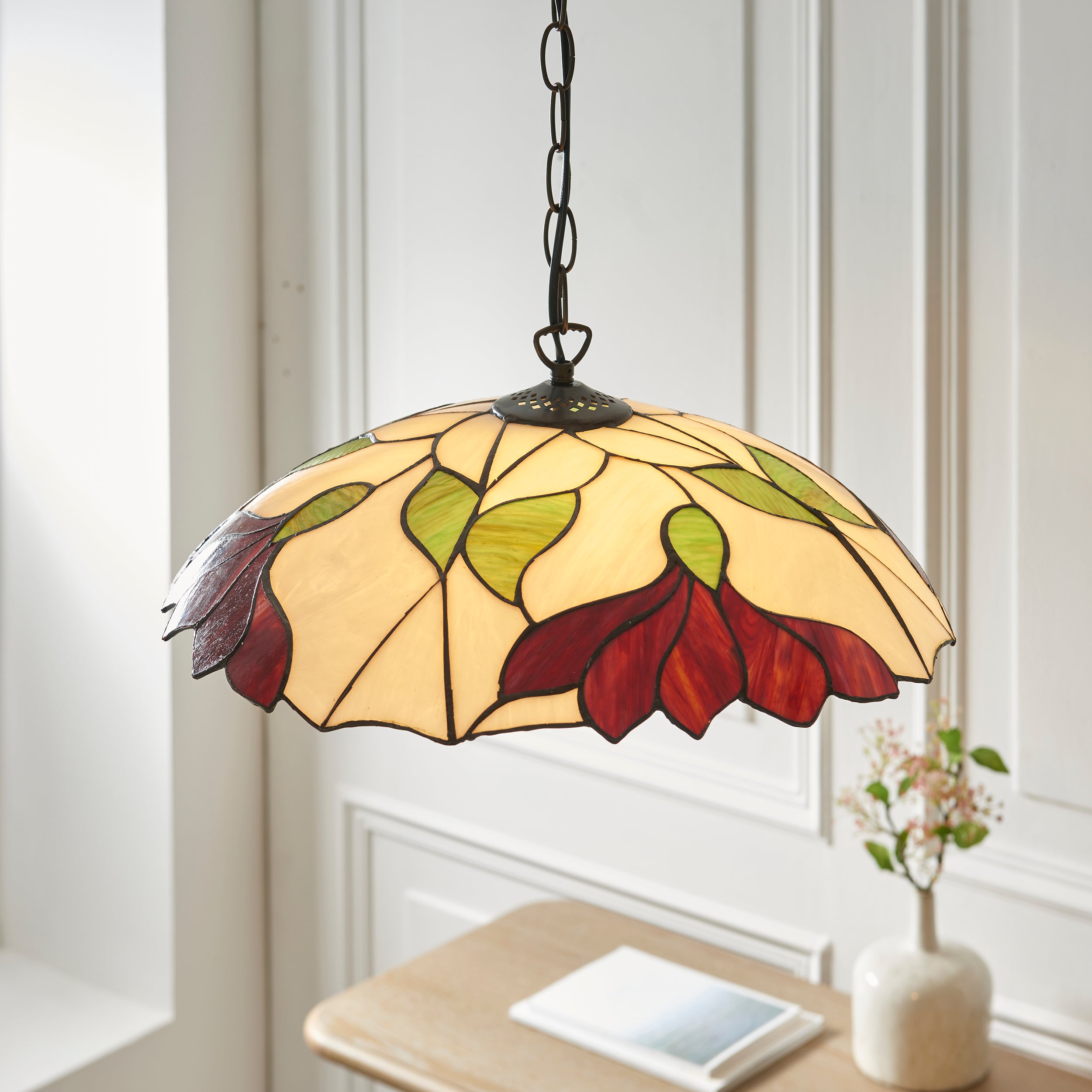 Interiors 1900 Botanica Large Pendant - Handcrafted Tiffany Style Glass