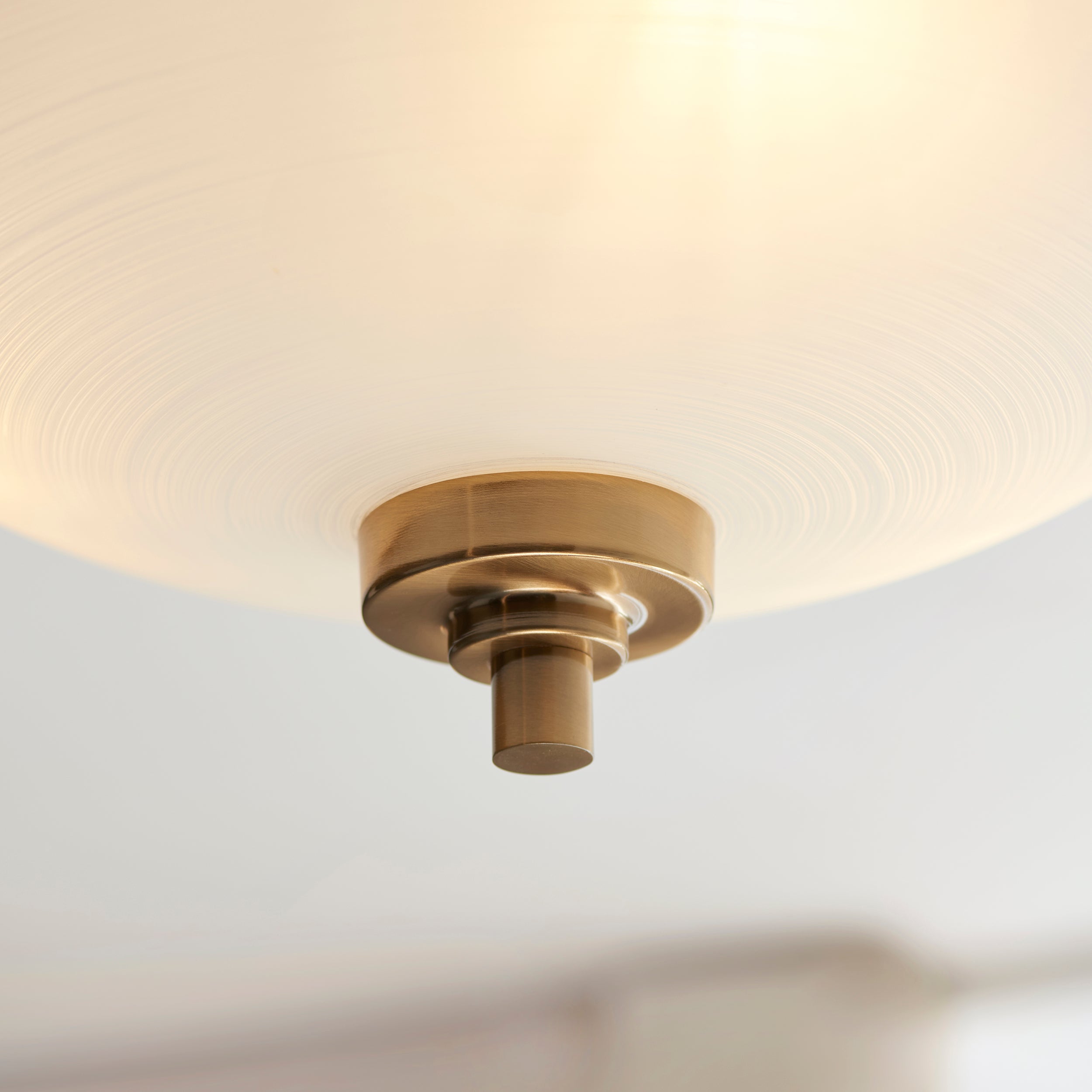 Endon Welles 3 Light Flush - Brushed Aged Brass Plate & White Glass