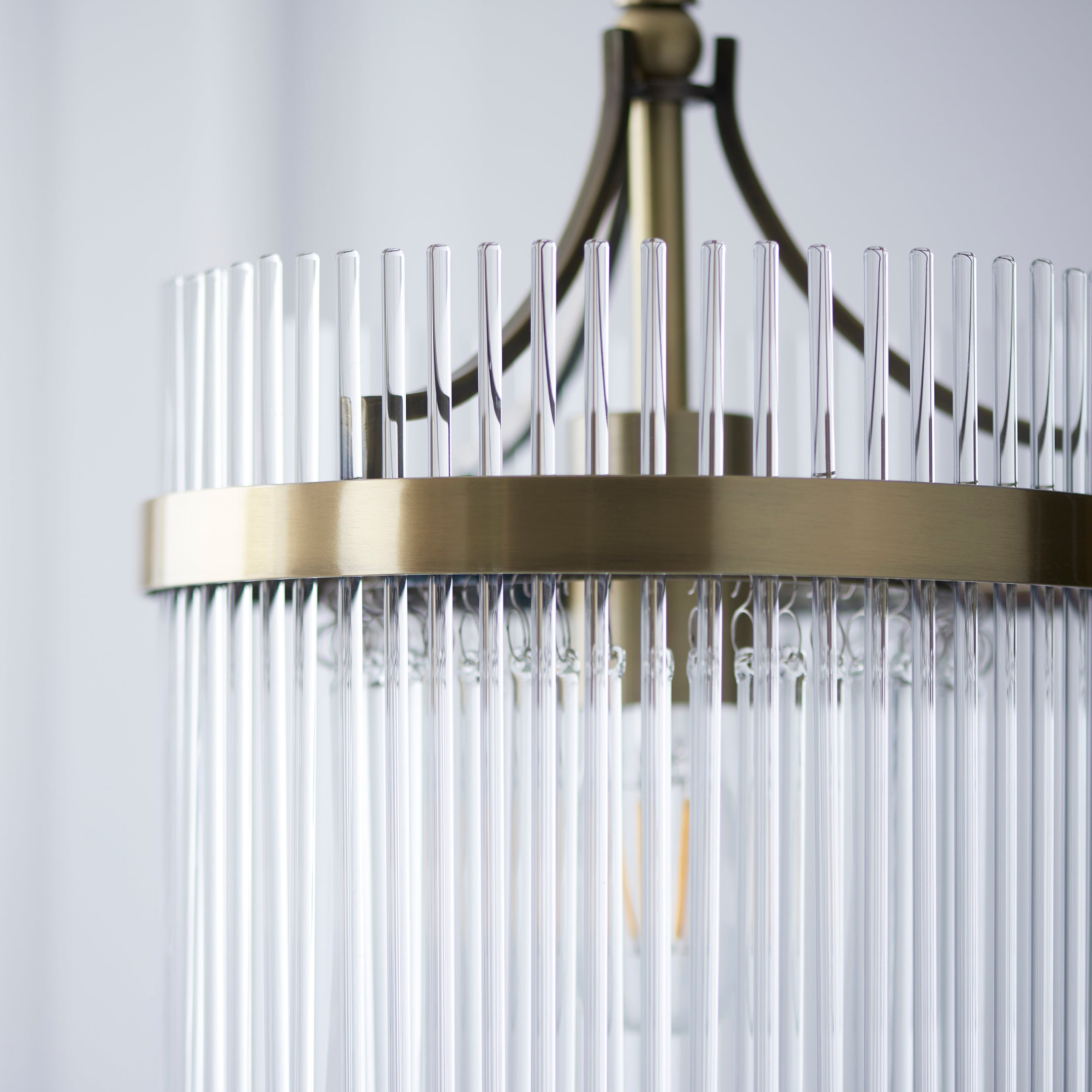 Endon Marietta Single Light Pendant - Antique Brass Plate & Clear Glass