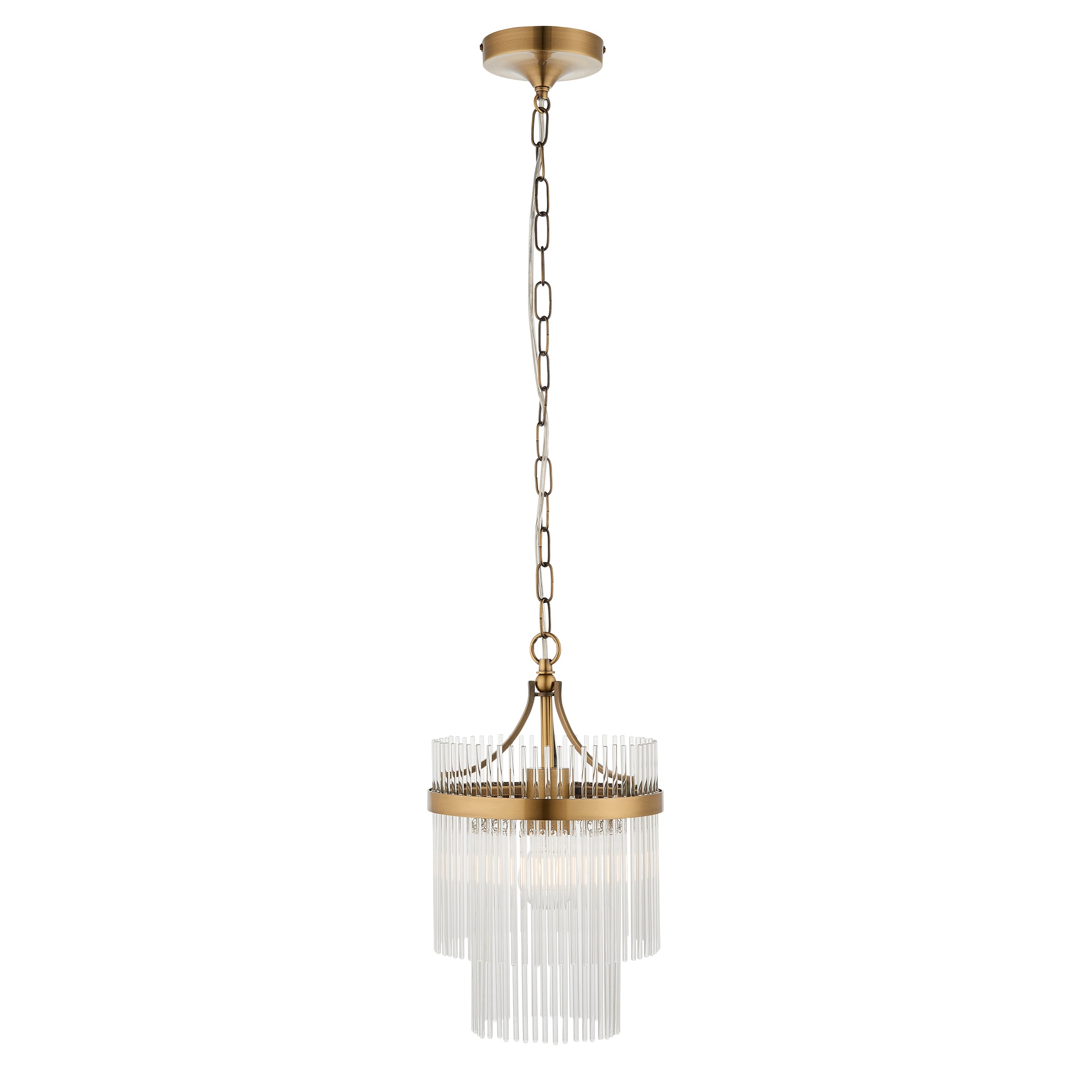 Endon Marietta Single Light Pendant - Antique Brass Plate & Clear Glass