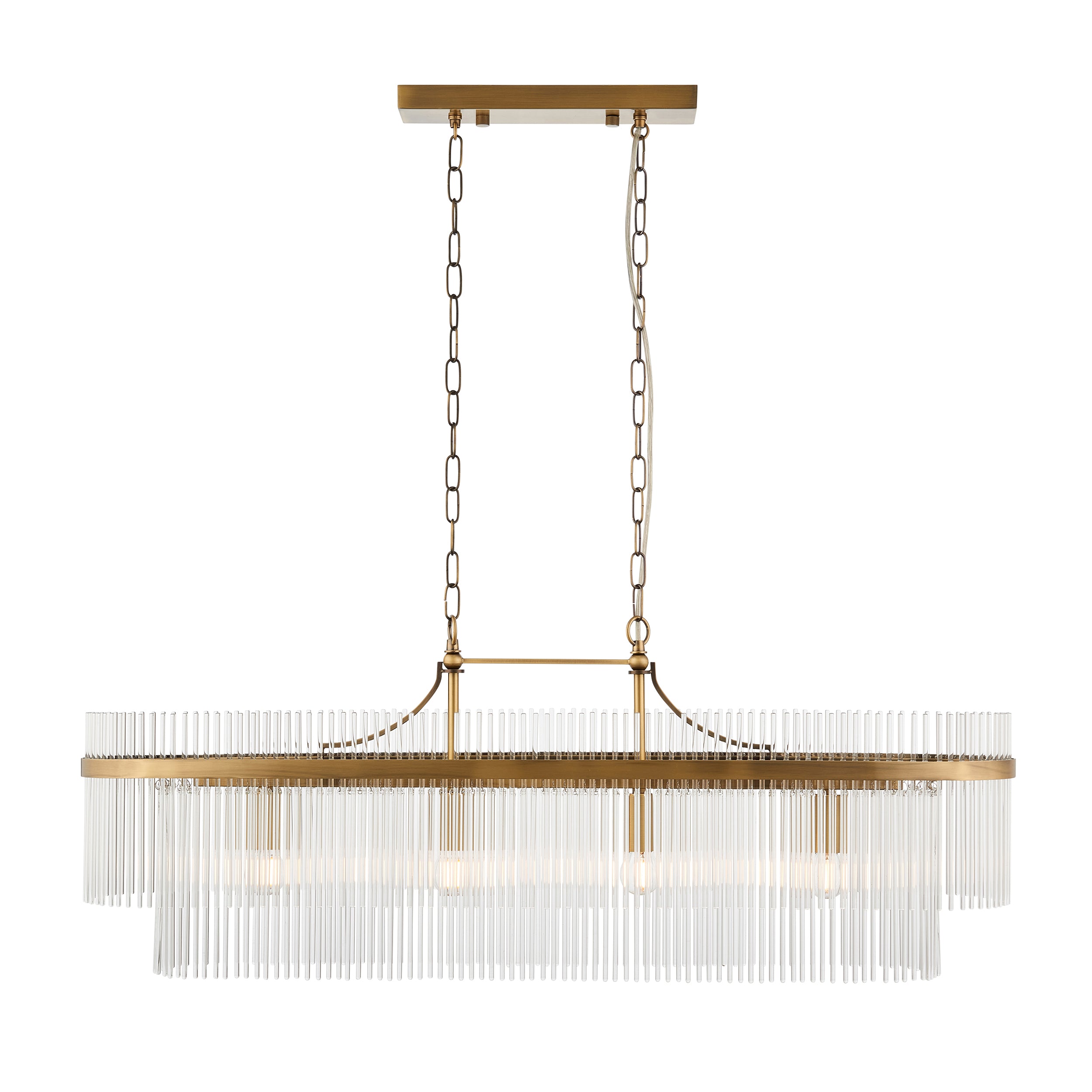 Endon Marietta 4 Light Pendant - Antique Brass Plate & Clear Glass