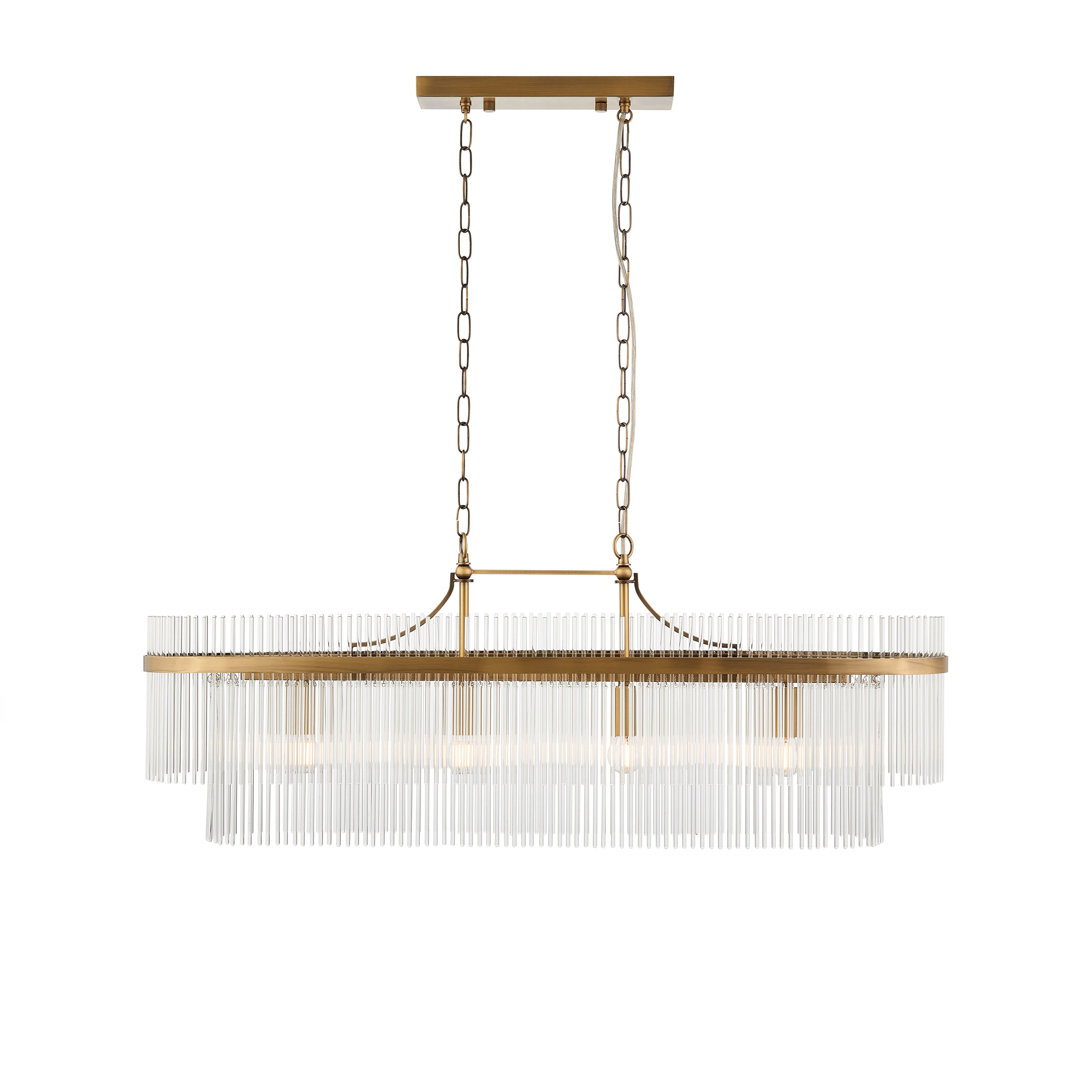 Endon Marietta 4 Light Pendant - Antique Brass Plate & Clear Glass