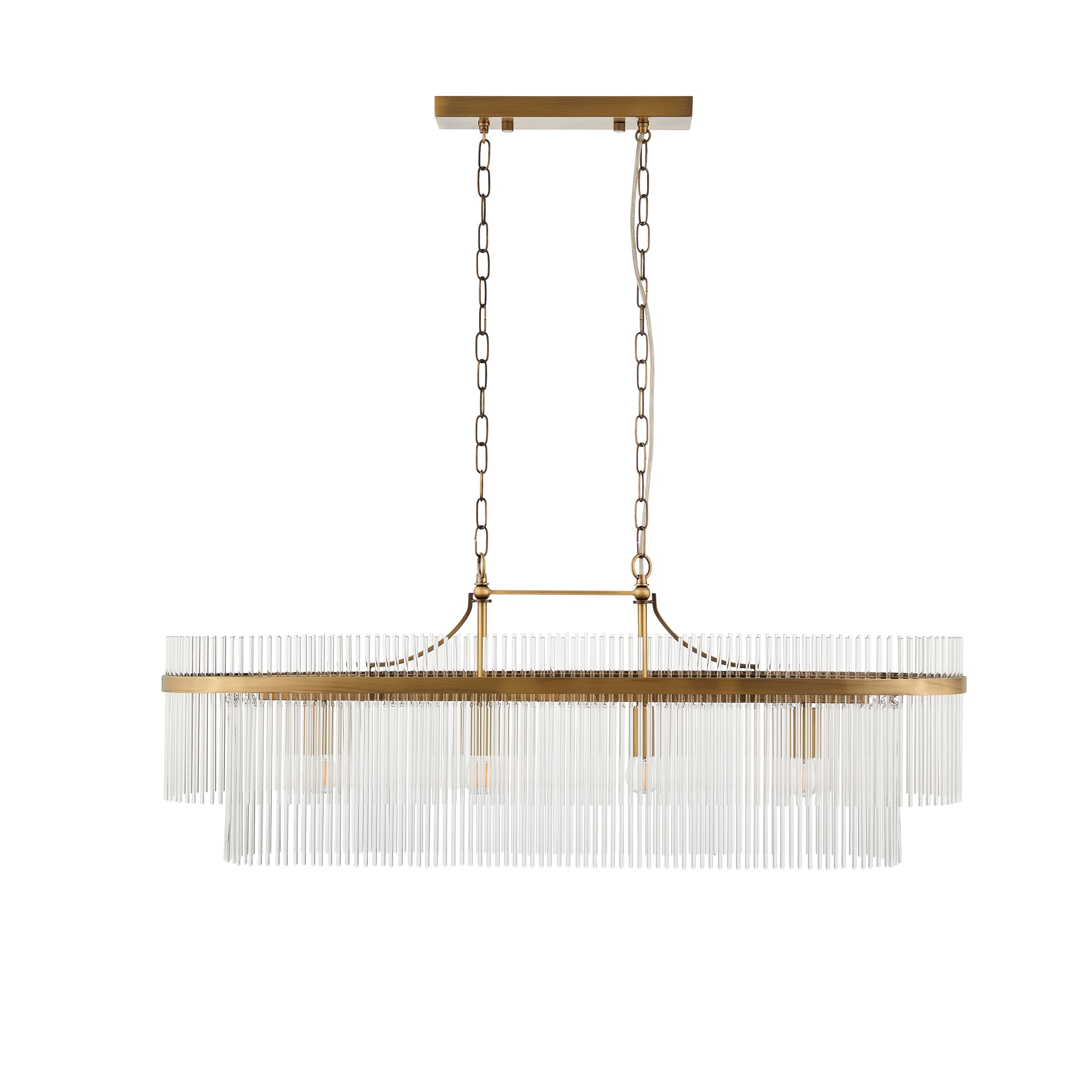 Endon Marietta 4 Light Pendant - Antique Brass Plate & Clear Glass