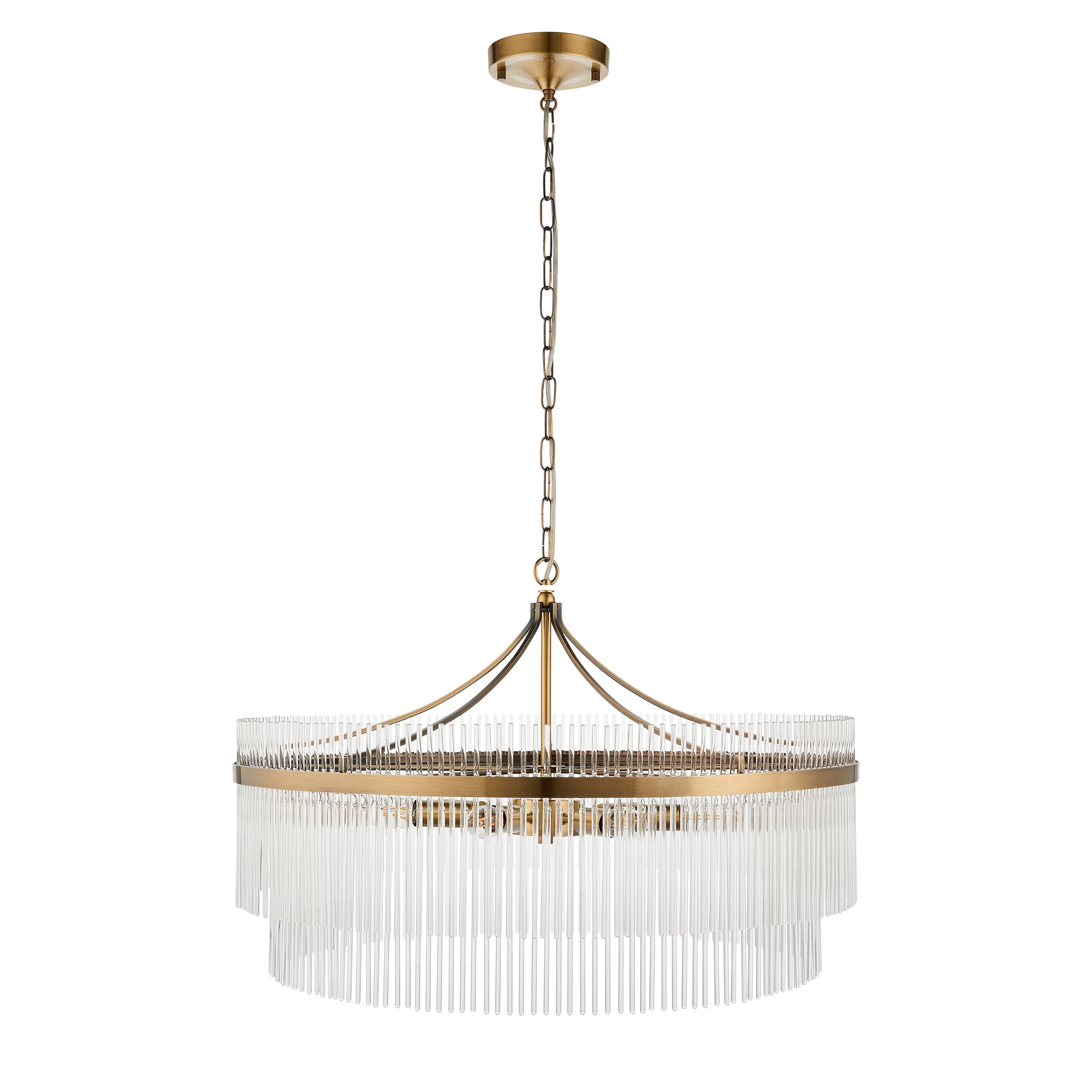 Endon Marietta Grand 7 Light Pendant - Antique Brass Plate & Clear Glass