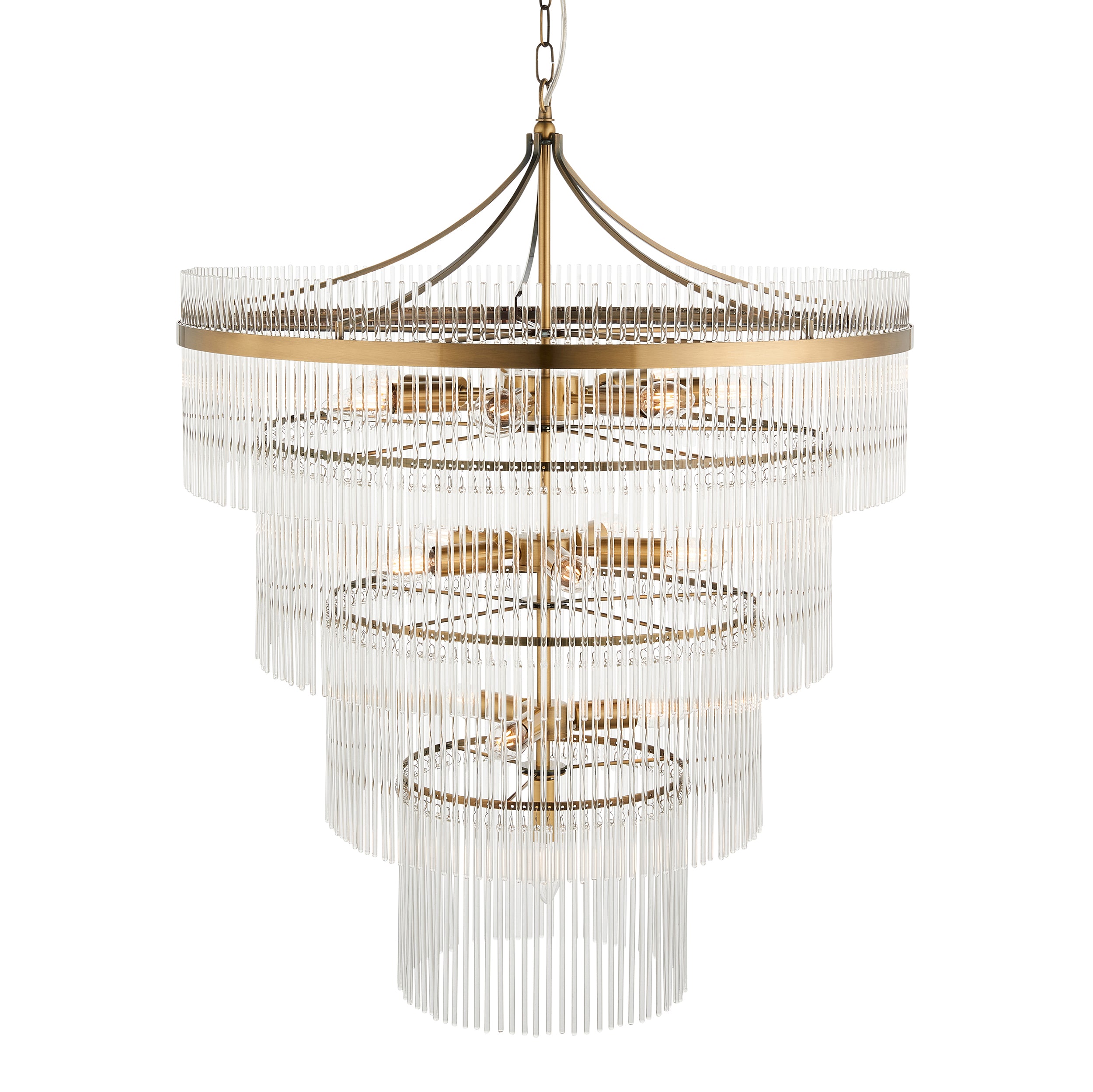 Endon Marietta 16 Light Pendant - Antique Brass Plate & Clear Glass