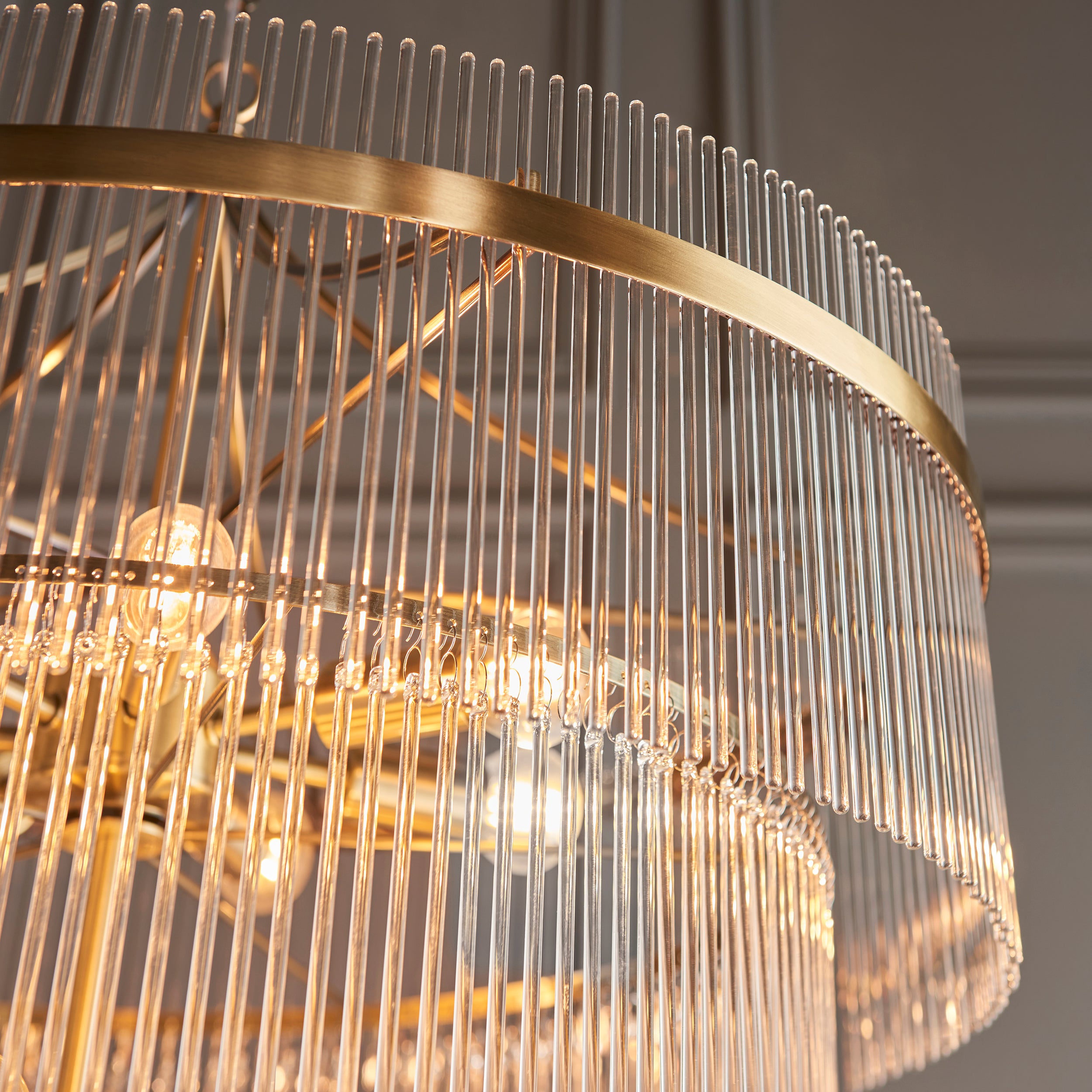 Endon Marietta 16 Light Pendant - Antique Brass Plate & Clear Glass