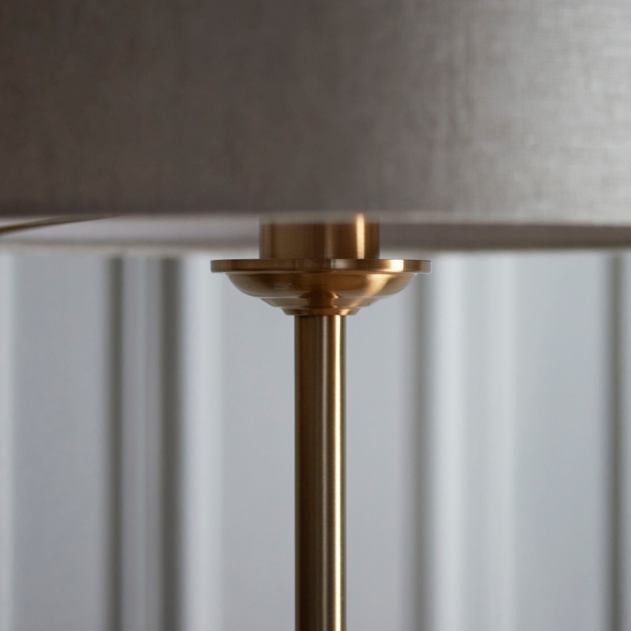 Endon Highclere Single Light Floor - Vintage Brass & Natural Linen