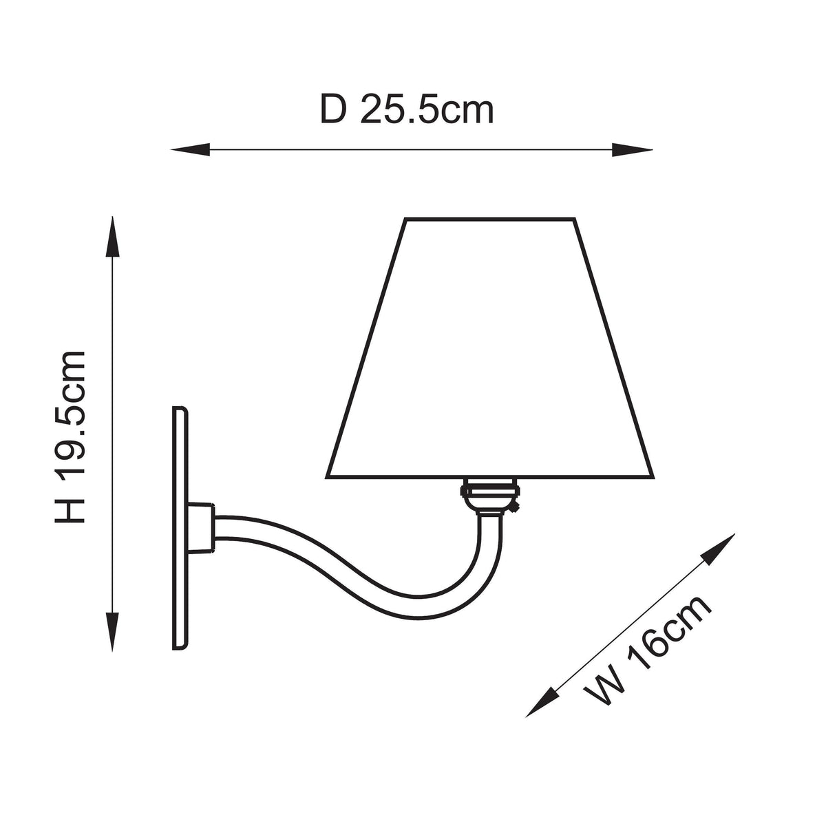 Endon Anvil Curve Wall Light - Antique Brass & Ivy 16cm Vintage White Fabric Shade - detail image 10