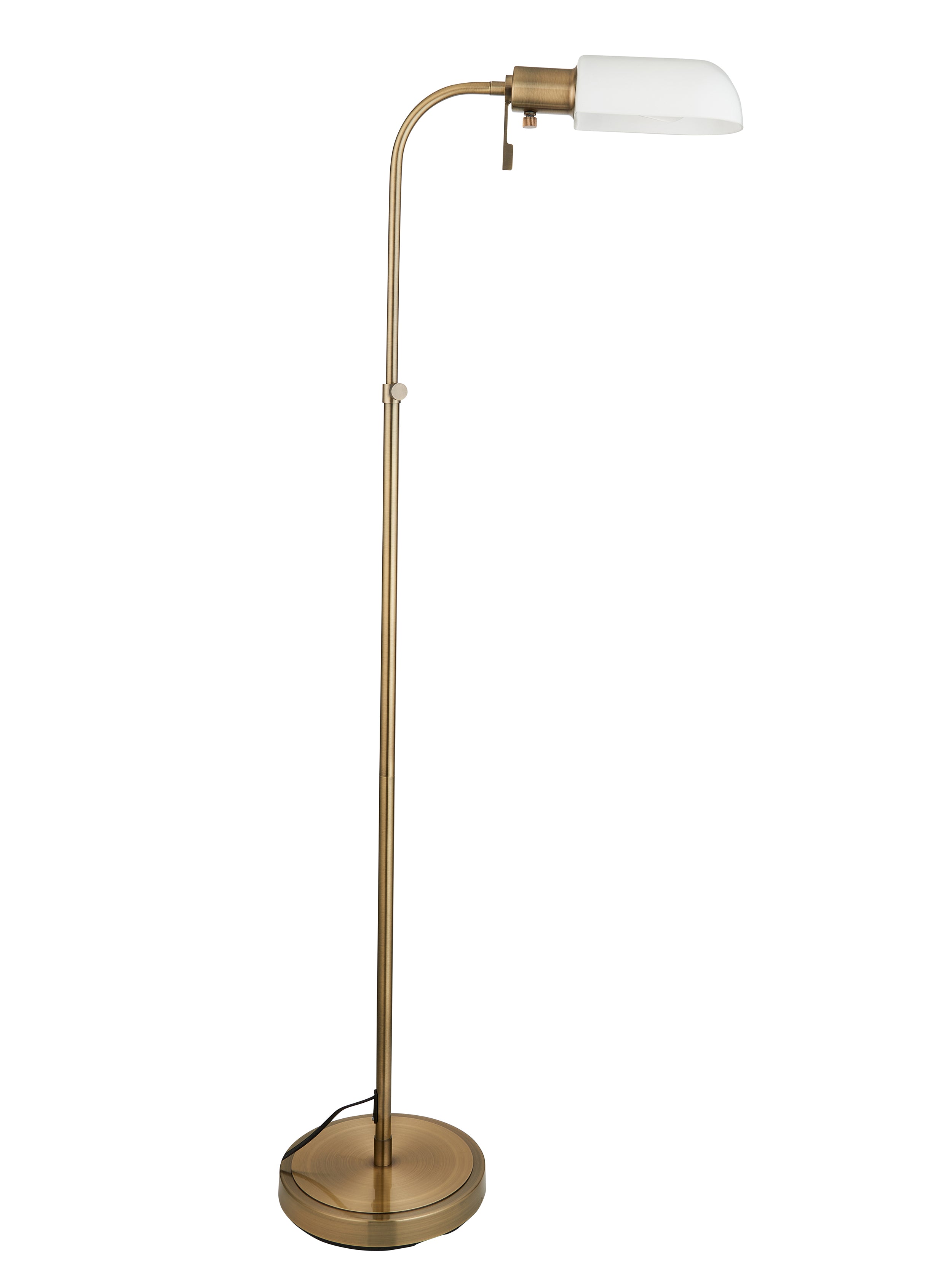 Endon Pharmacy Single Light Floor - Antique Brass Plate & Opal Glass