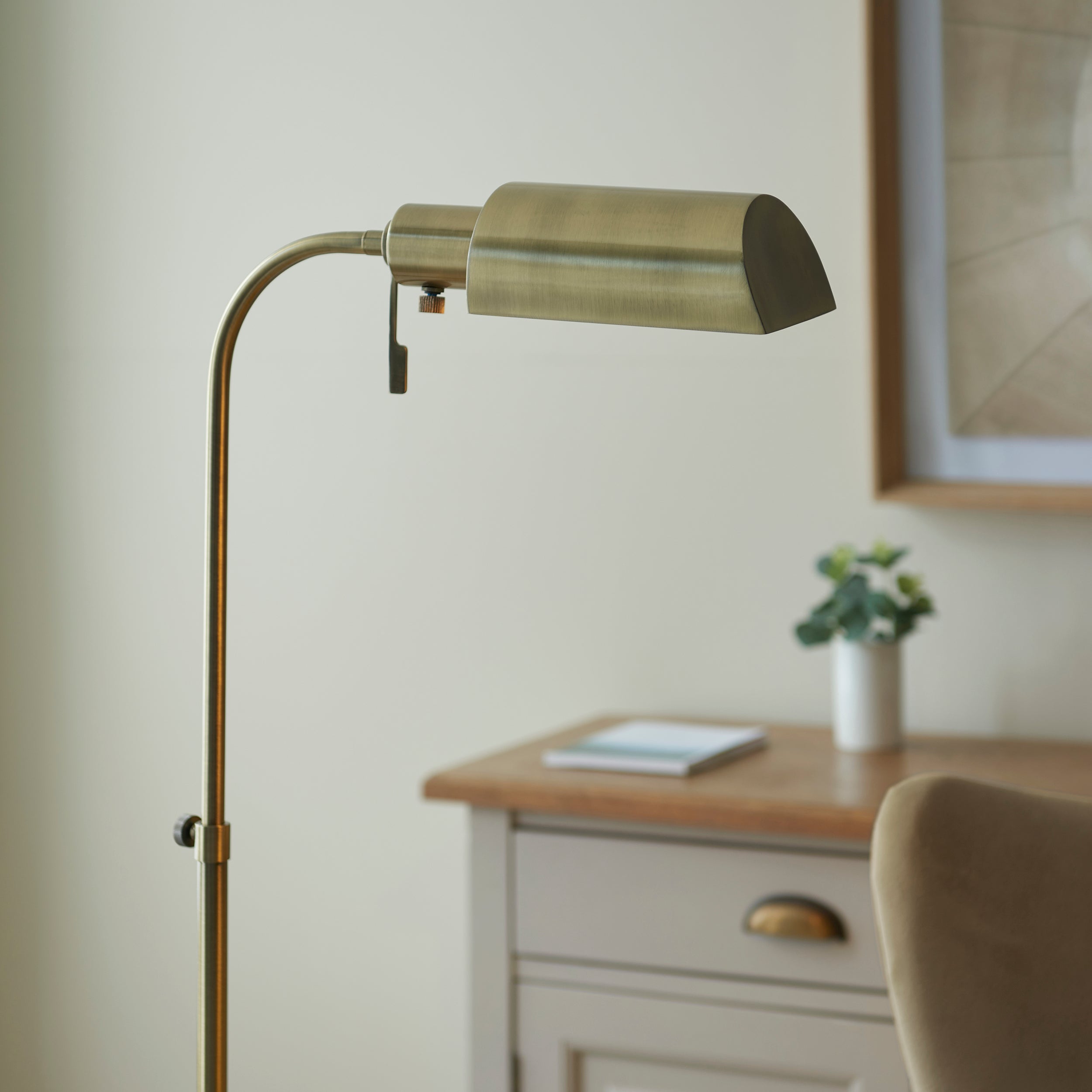Endon Pharmacy Single Light Floor - Antique Brass Plate