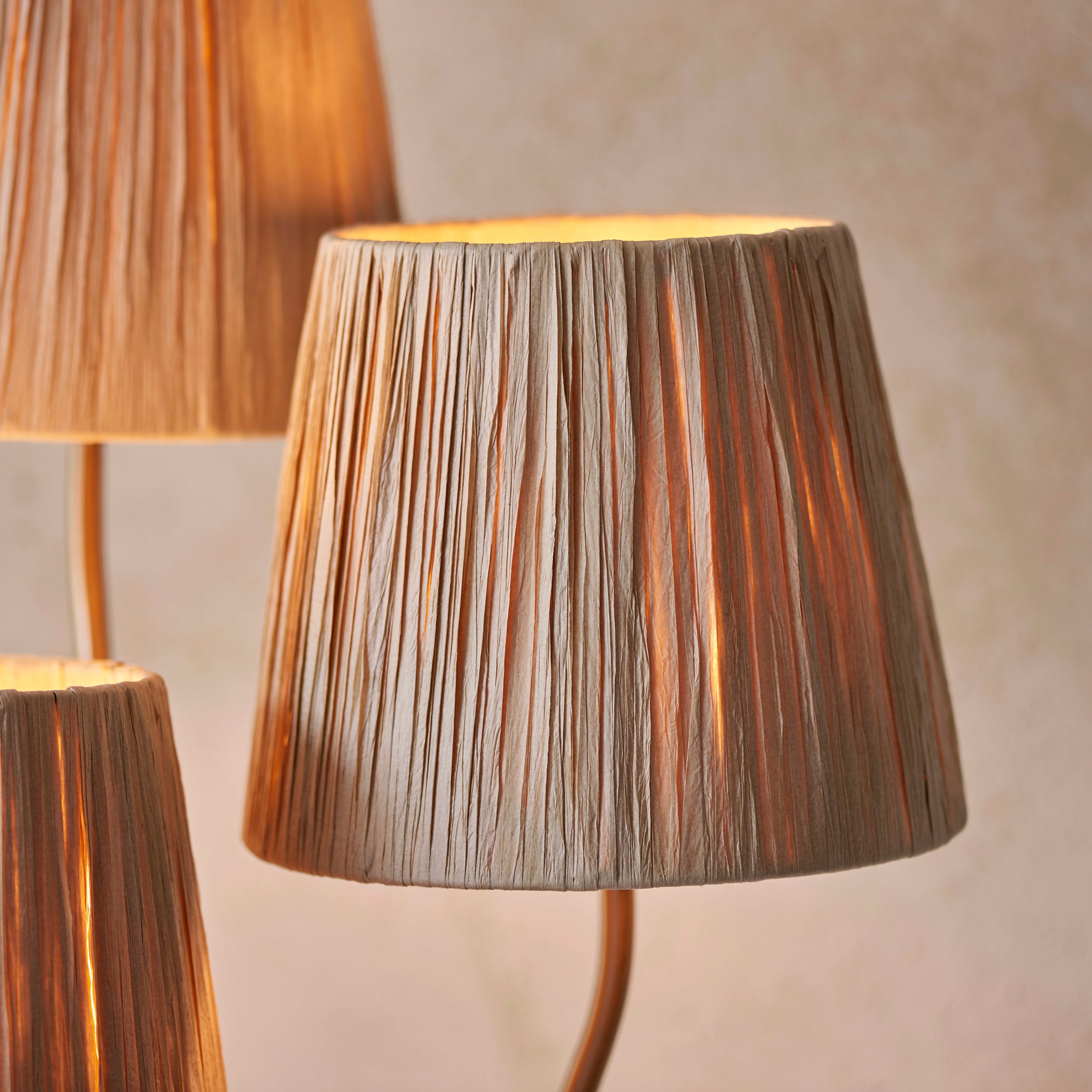 Endon Wriggle 3 Light Floor - Brushed Aged Brass Plate & Natural Raffia