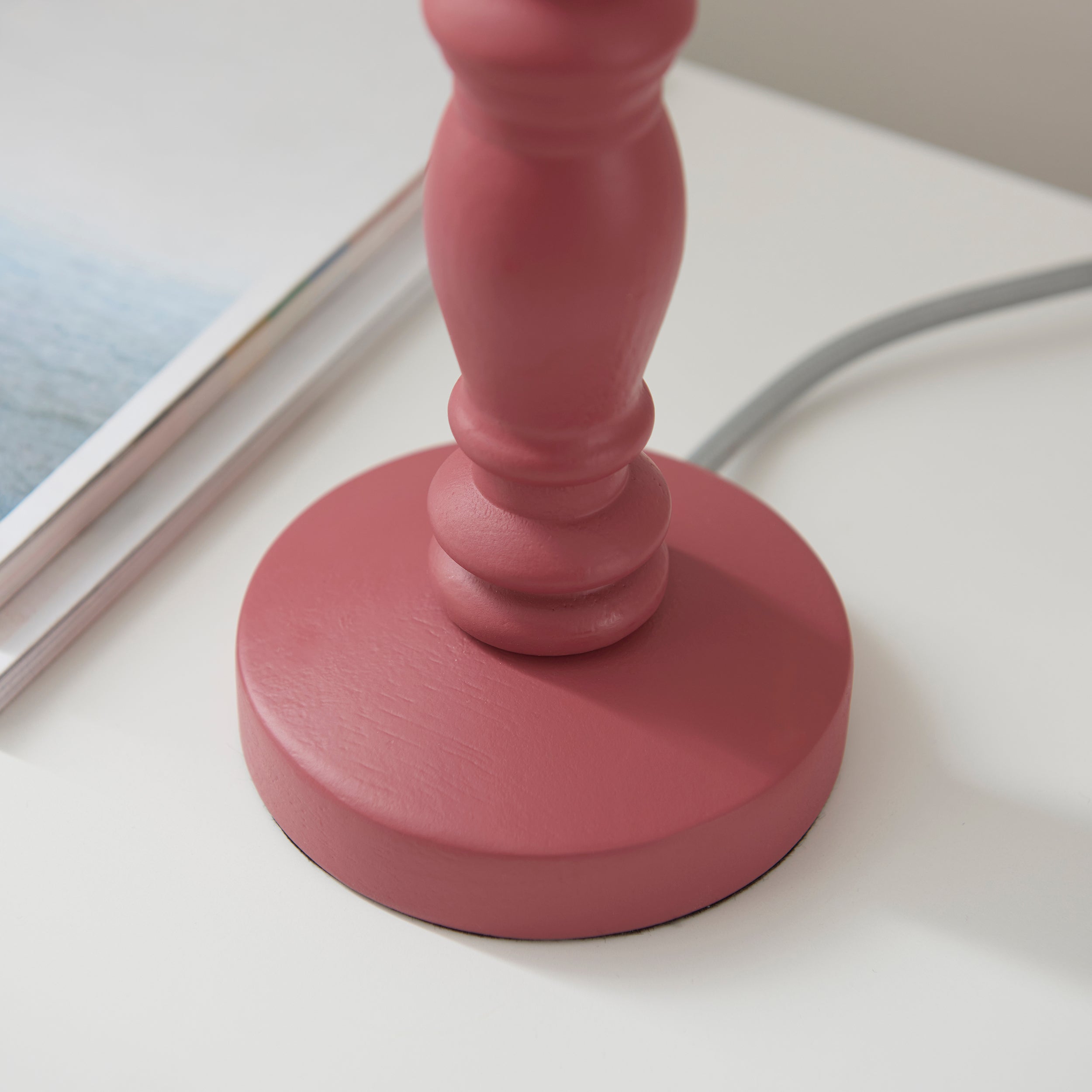 Endon Bibury Satin Pink Clay Table Lamp & Leaf 20cm Herb Garden Green Shade
