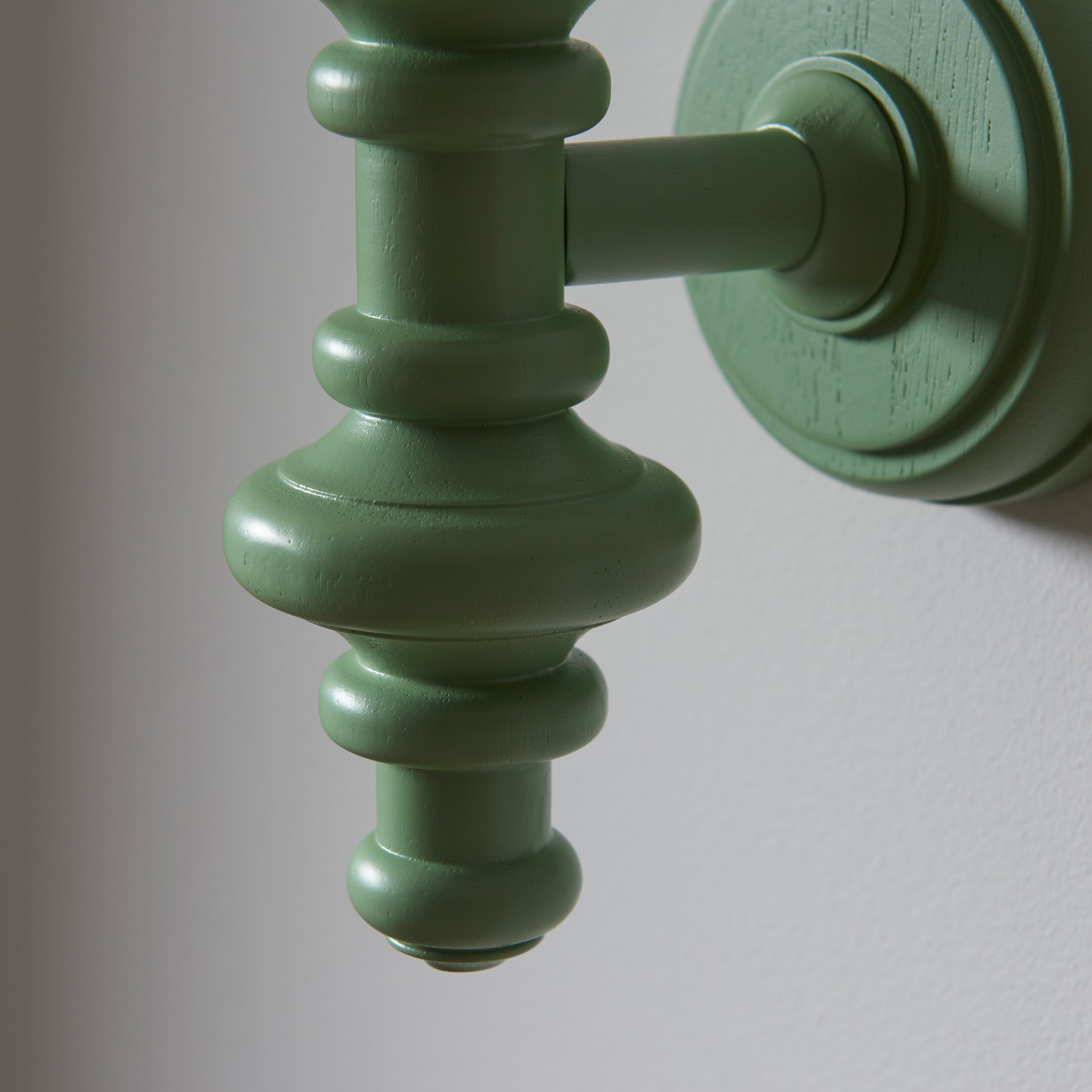 Endon Carnaby Satin Cotswold Green Wall Light & Ikat 20cm Pearl Grey Shade